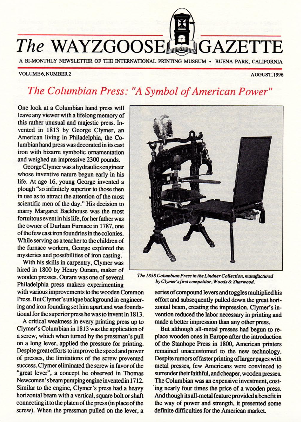 1824 Columbian Press — International Printing Museum