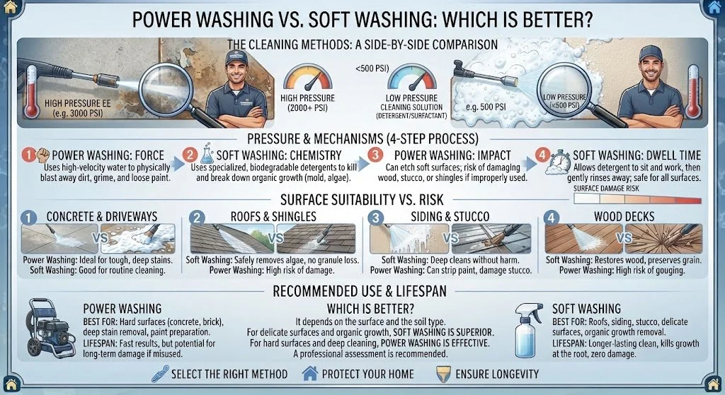 Power Washing vs. Soft Washing
