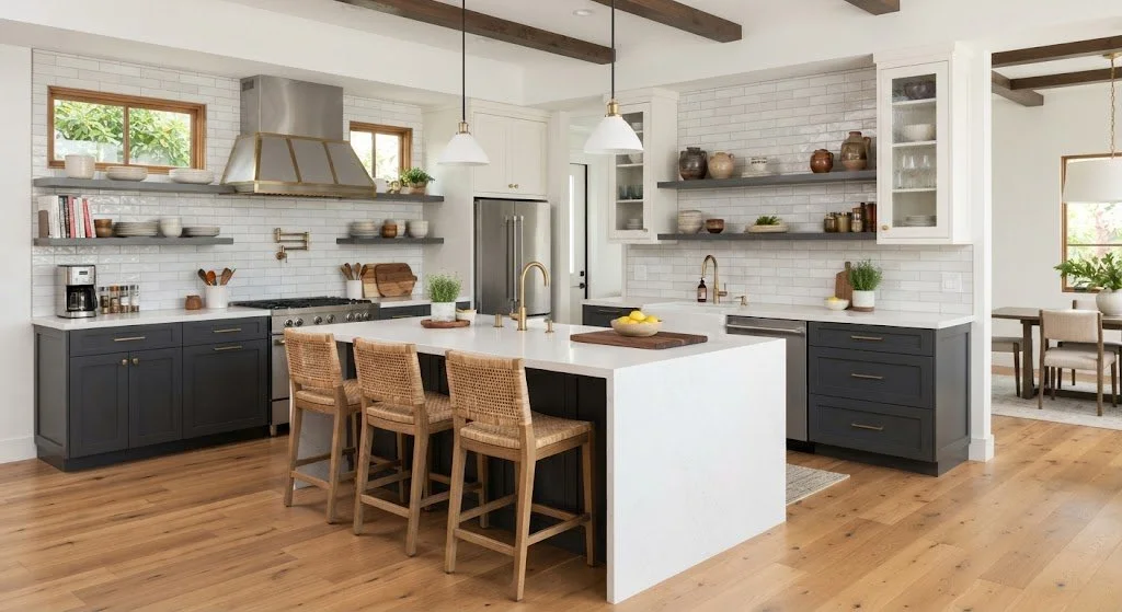 Kitchens: Charcoal Gray and Warm Whites