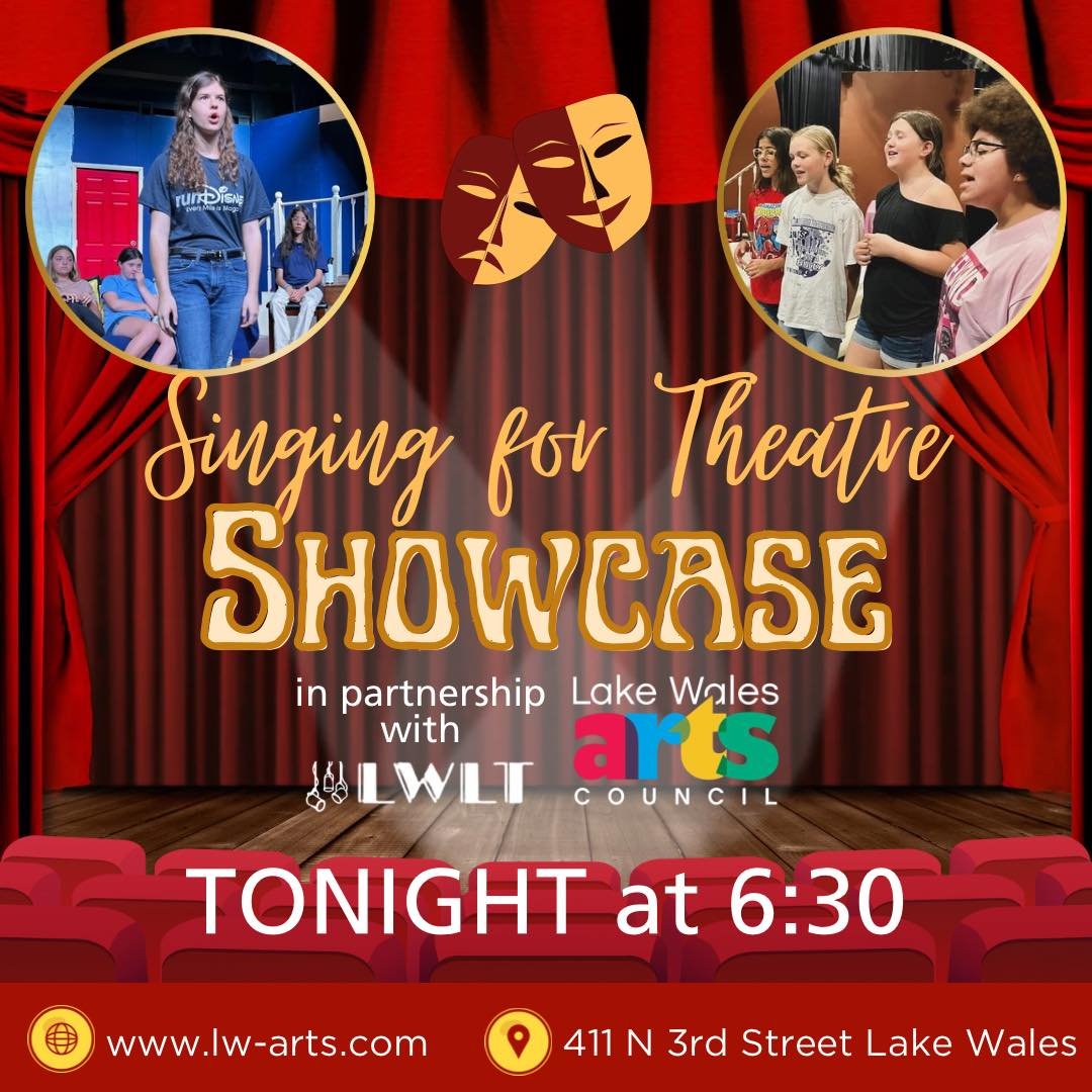 TONIGHT: Student and Faculty Showcase for our &ldquo;Singing for Musical Theatre&rdquo; workshop, held in partnership with Lake Wales Arts Council, led by seasoned singer and vocal coach Maribeth Mundell! We&rsquo;ll see you later at LWLT!

Time: Thu