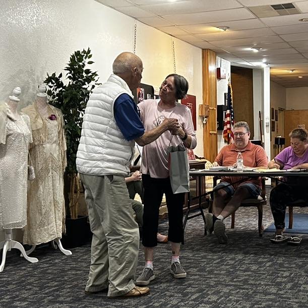 Next month we say &ldquo;see you later&rdquo; to long time board member and actress, Dorinda Gerard. Board Member Tom McCance gave her special recognition and a gift. 

When she came to Florida in 2000, Dorinda auditioned at Lake Wales Little Theatre