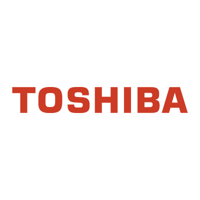 Toshiba logo with black and red colors.