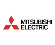 Mitsubishi Electric logo with three red diamonds above the company name on a black background.