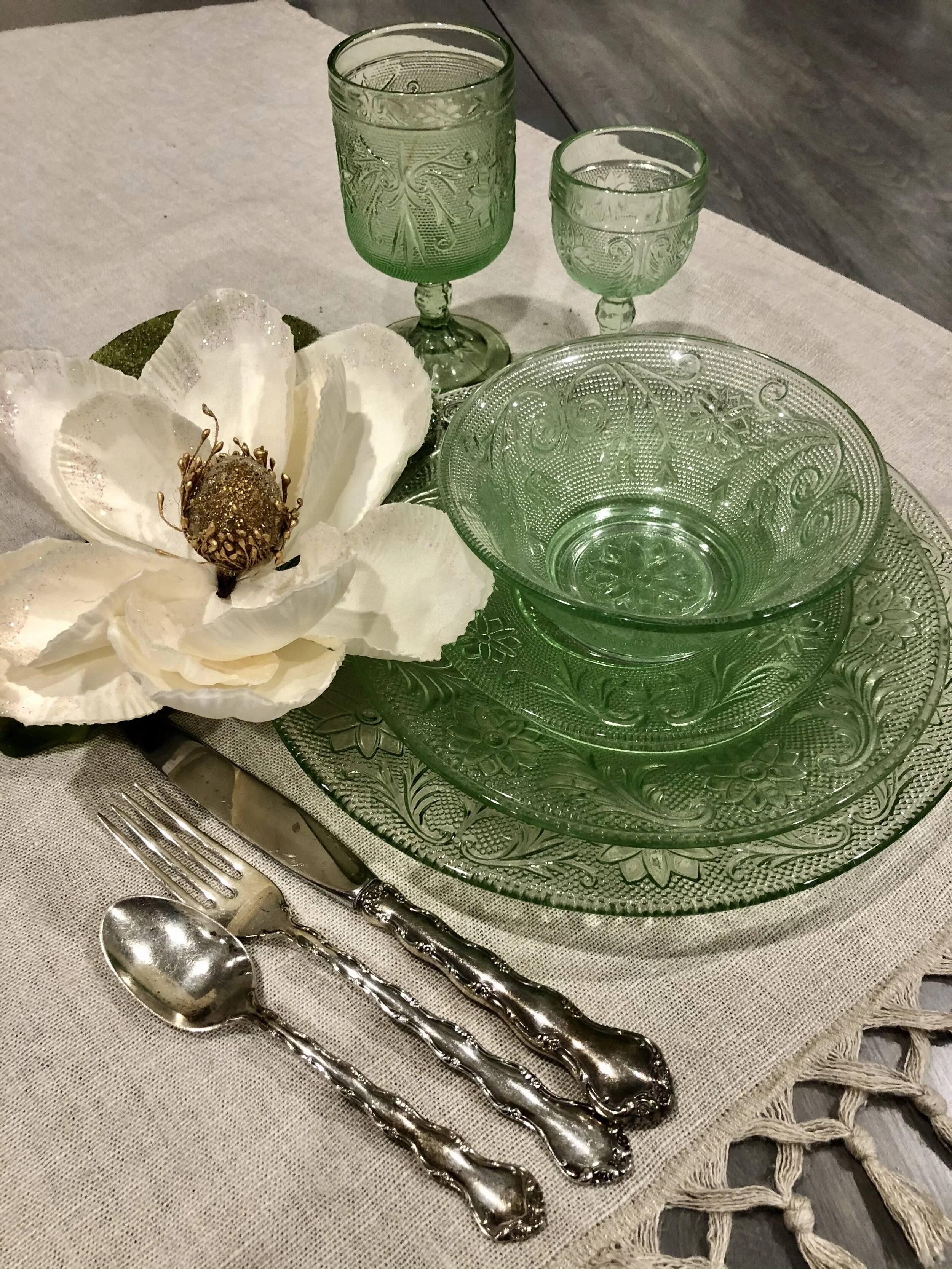 Green Tiara glass collection