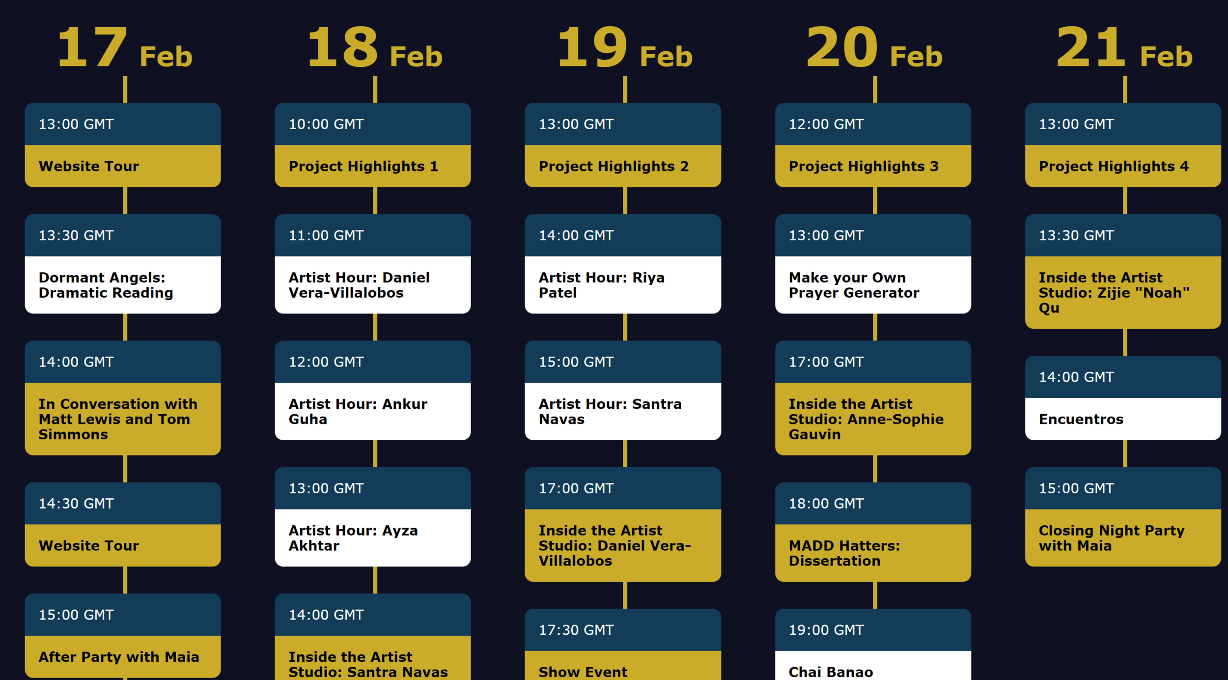 Event Schedule on the MADD Website