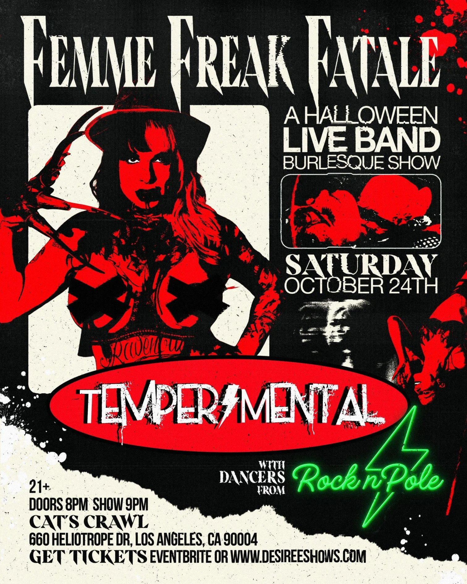 Femme Freak Fatale: A Halloween Live Band Burlesque Show at the Cat's Crawl in Los Angeles October 24th, 8pm. 

Click the flyer for more info.