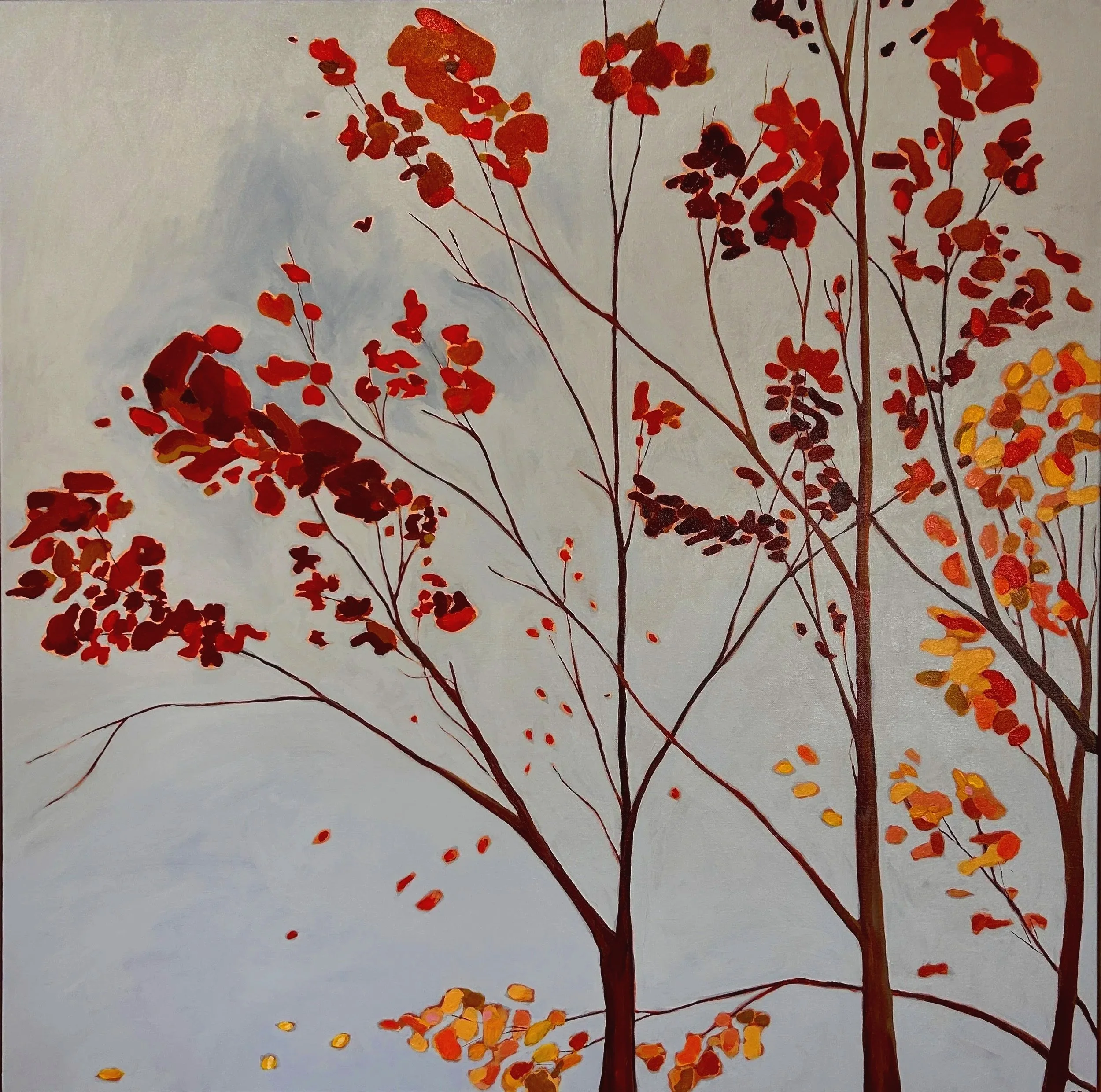 Autumn in Paris
Acrylic on canvas
93cm x 93cm framed in Tasmanian hardwood with beeswax polish
A$1650. 
