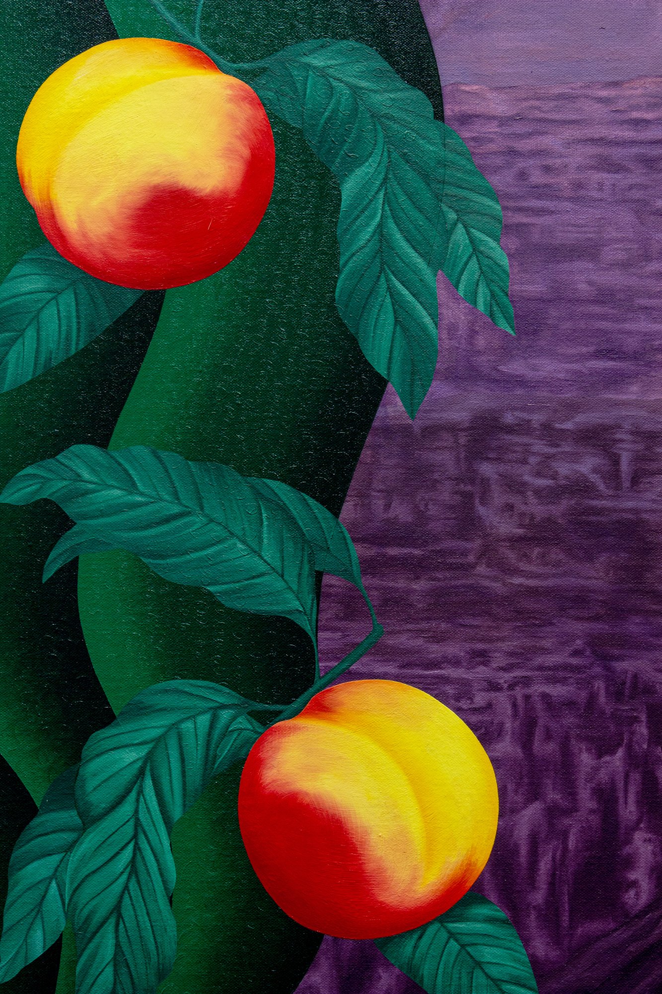 Untitled (peach tree and violet mountains) detail