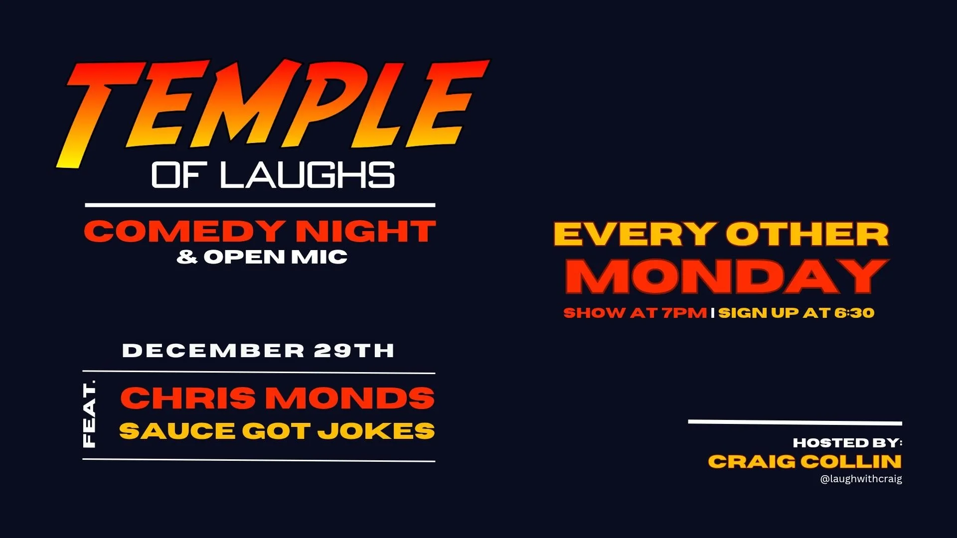 Open Mic Comedy with Craig Collin 