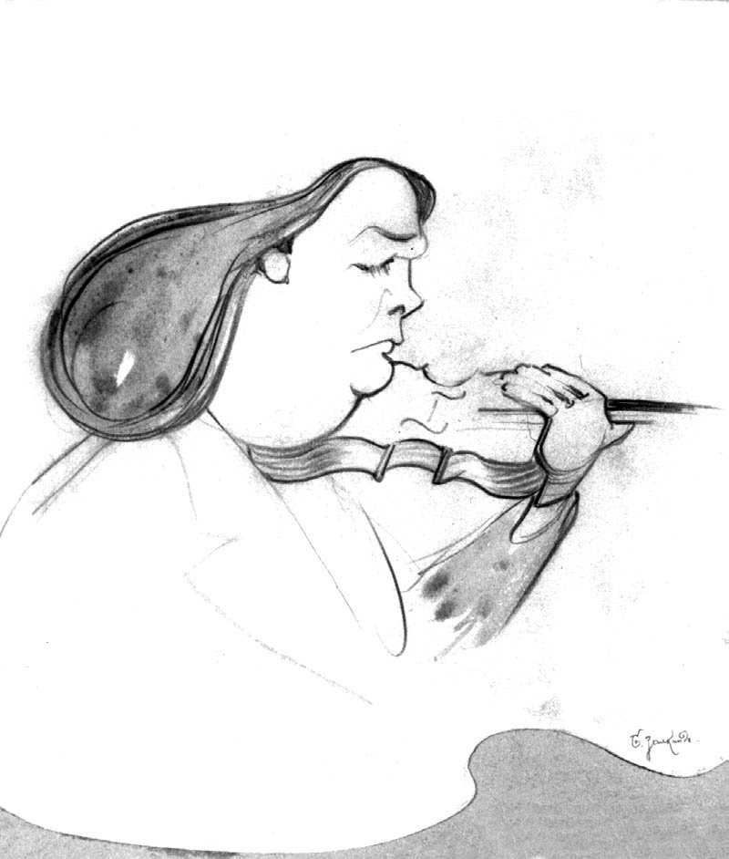 Ber Zalkind Cartoon of Violinist Eugène Ysaÿe 1913
