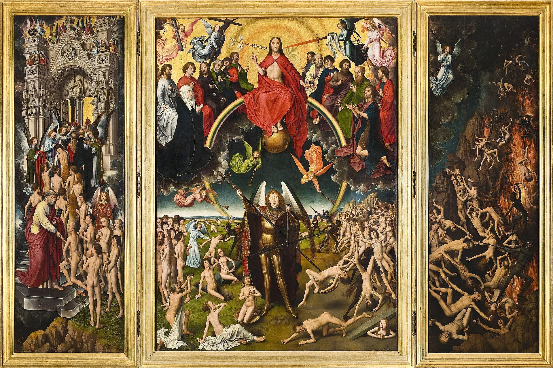 Triptych painting "The Last Judgement" attributed to Hans Memling