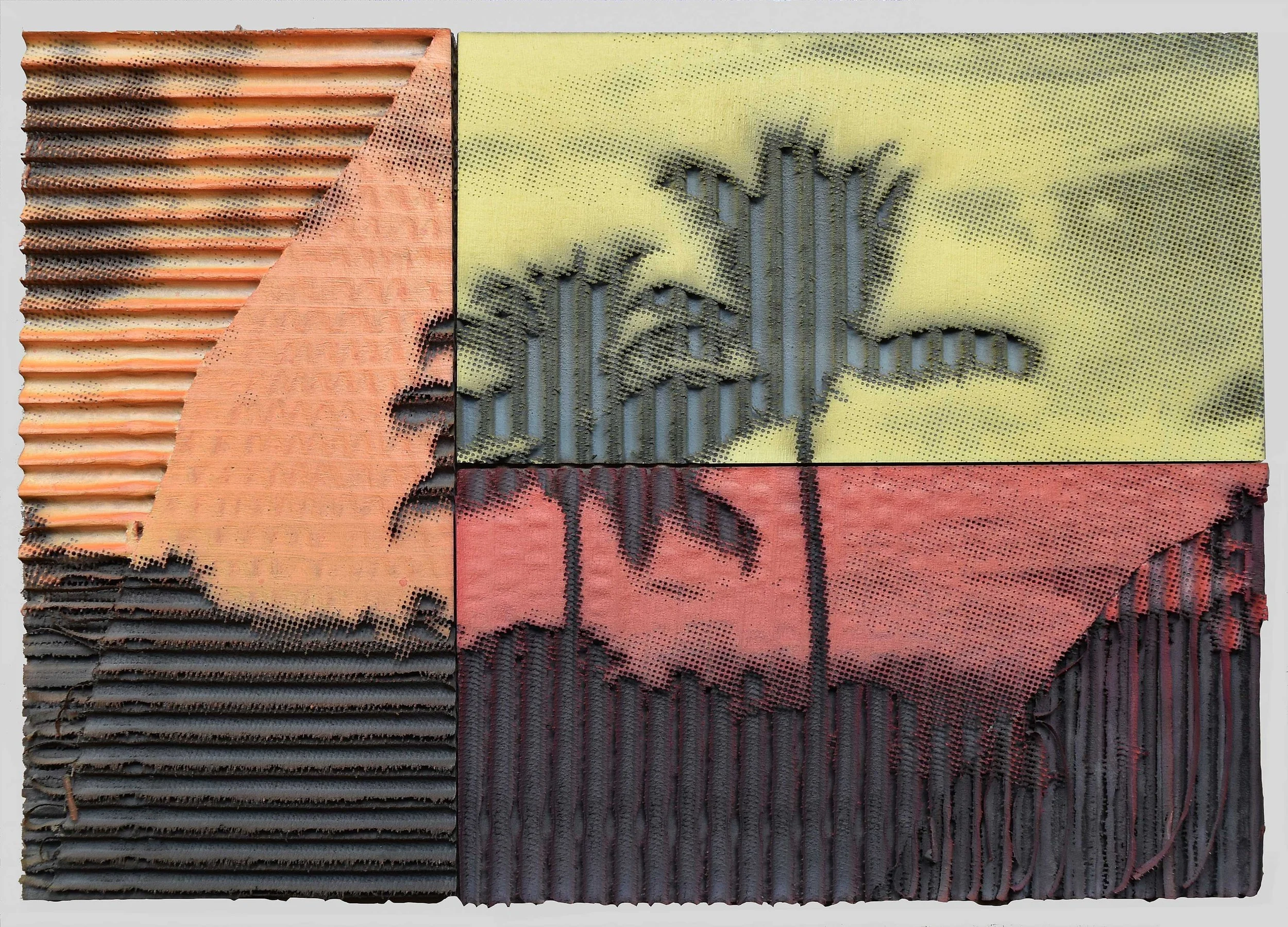 Jill Paz, 'Eventide', 2022, Acrylic on laser-carved cardboard, 22 x 29.2 cm (8.5 x 11.5 inches)