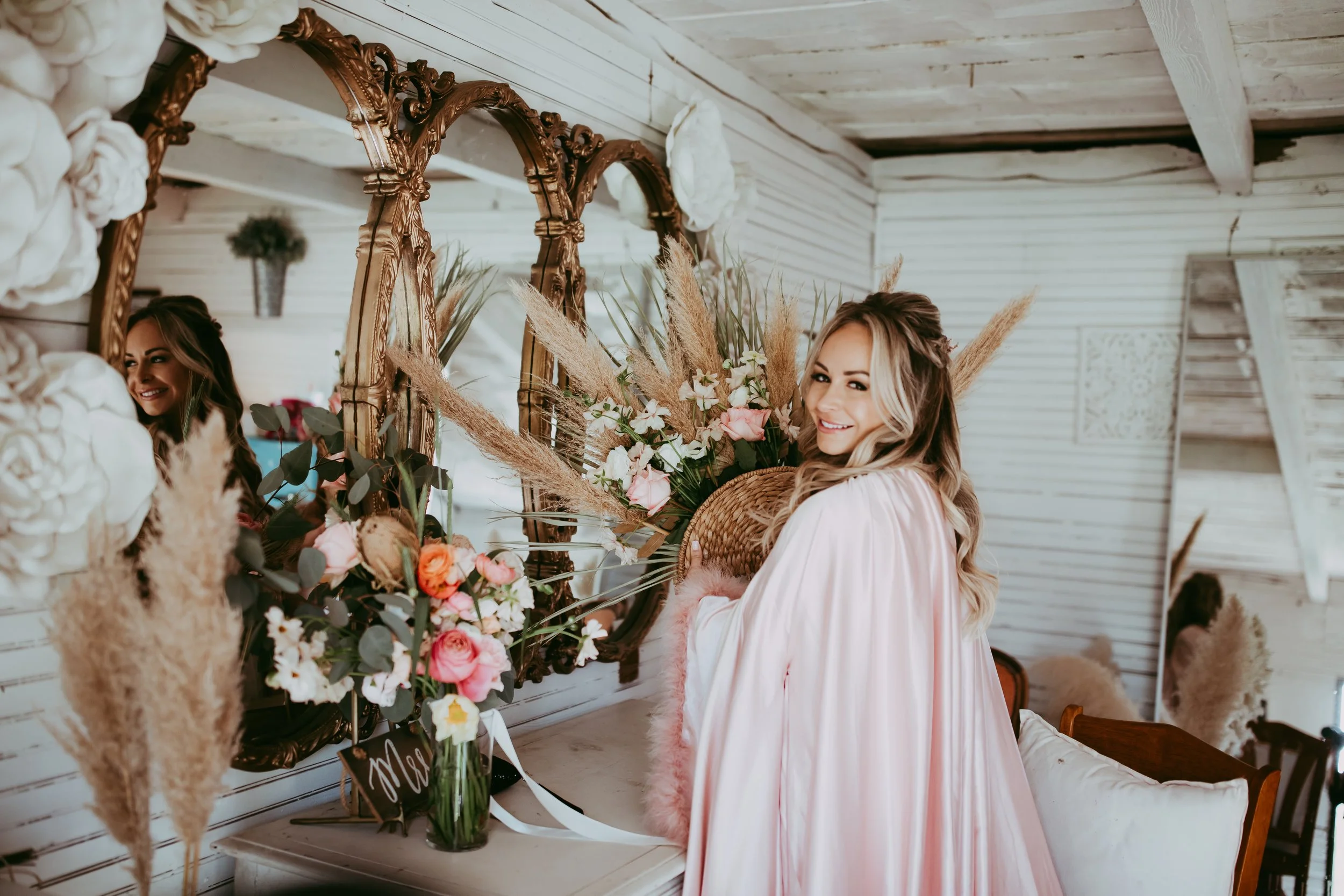 Luxury bridal hair styling with romantic waves and professional wedding makeup in the Raleigh and Cary area.