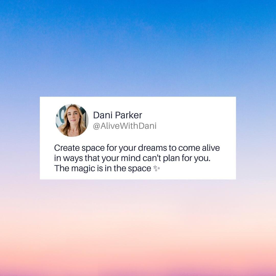 Create S P A C E for your dreams to C O M E  A L I V E⁠
⁠
in ways your mind can't plan for you⁠
⁠
the magic is in the space ✨