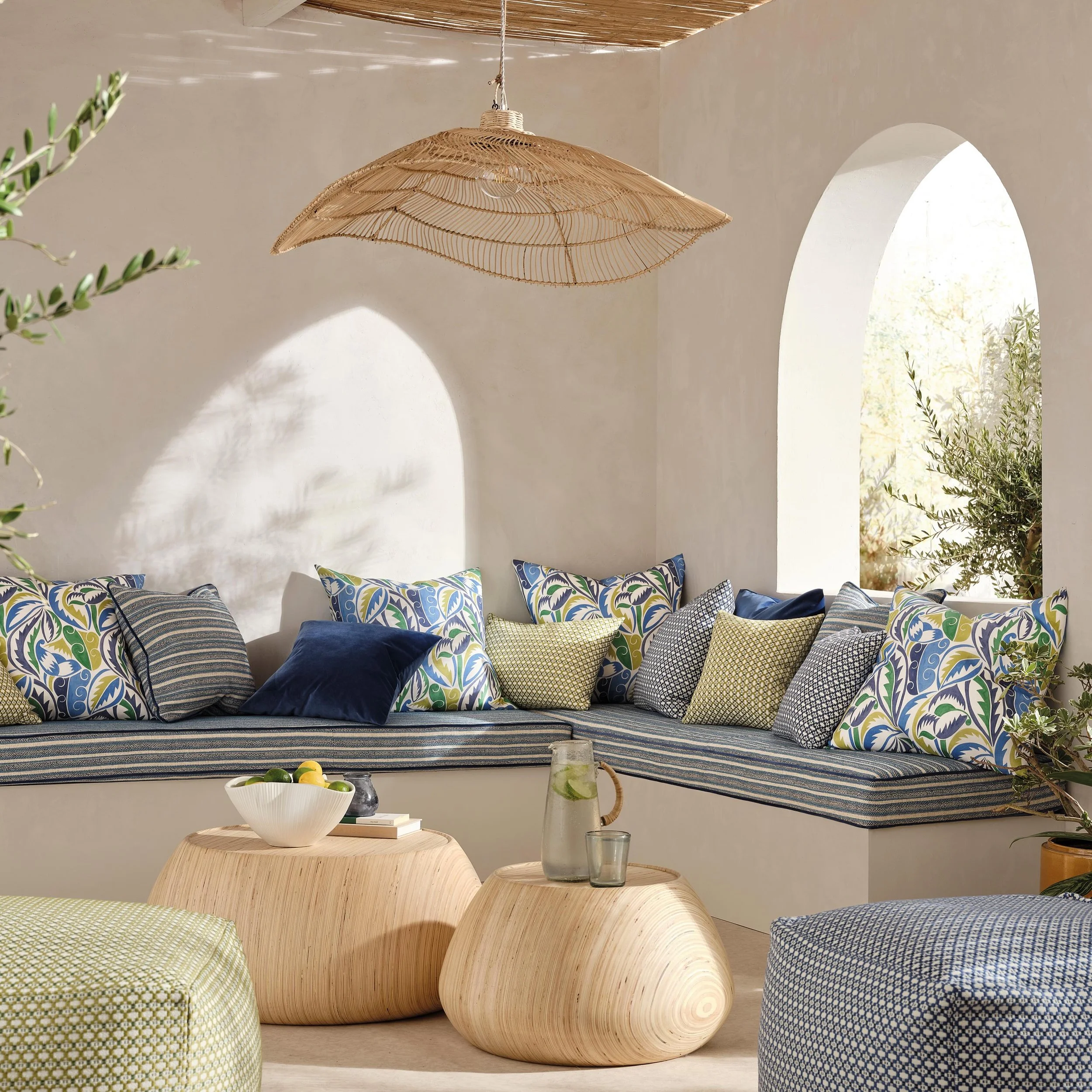 Osborne &amp; Little SOLANA OUTDOOR / INDOOR
From the Spanish word for sunny place, SOLANA is a versatile collection of outdoor/indoor fabrics. Bold prints, stripes, geometrics, weaves and a richly coloured tapestry create a lively mix of pattern and