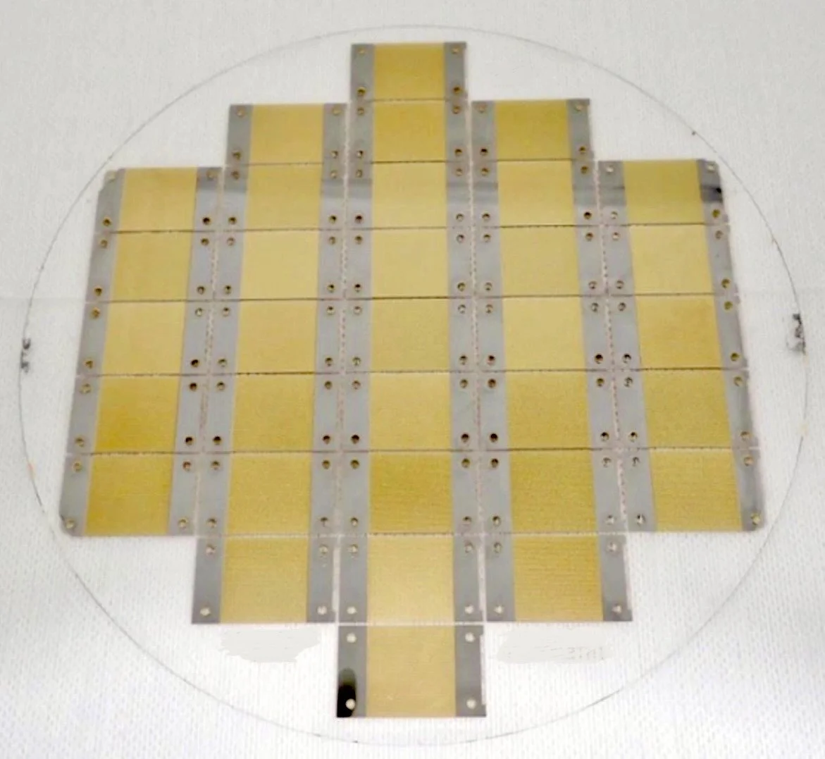 Glass interposer chips on wafer