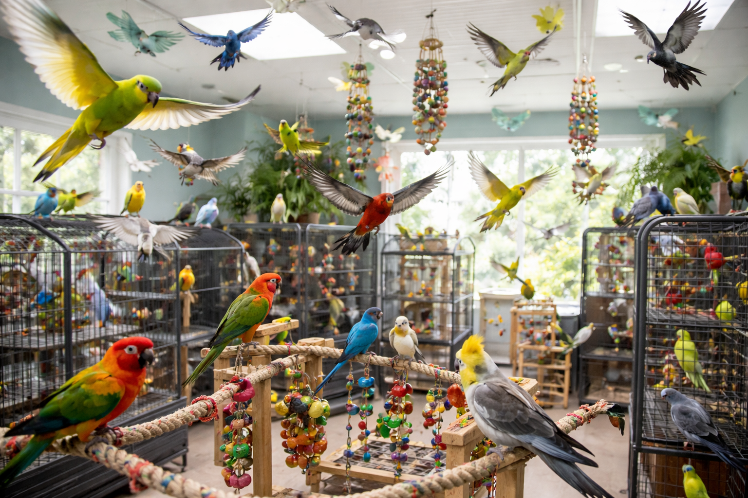 Why we wont ever do &nbsp;communal ‘free flight’ for parrot boarders. 