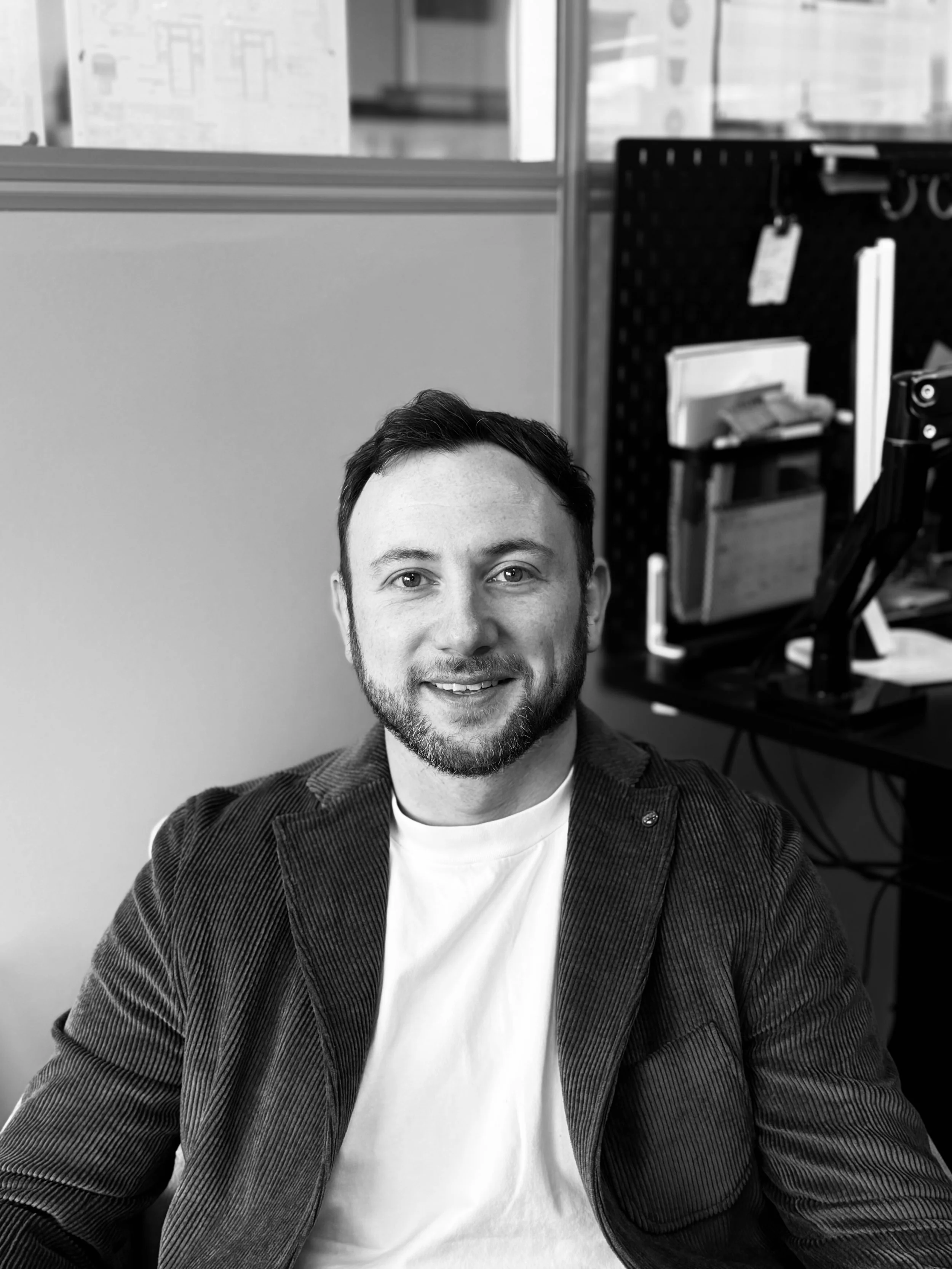 Jordan Maguire, Director at Gizmo Packaging, in the Glasgow studio