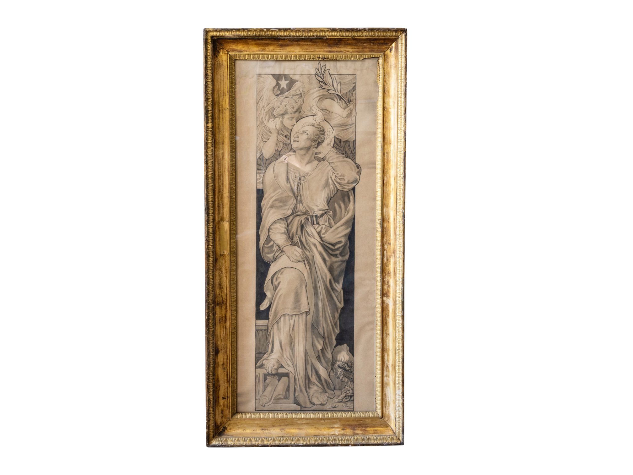 FREDERICK JAMES SHIELDS A.R.W.S (1833-1911) 'ST MATTHEW DESIGN FOR A STAINED GLASS WINDOW' PENCILGREY WASH ON PAPER
