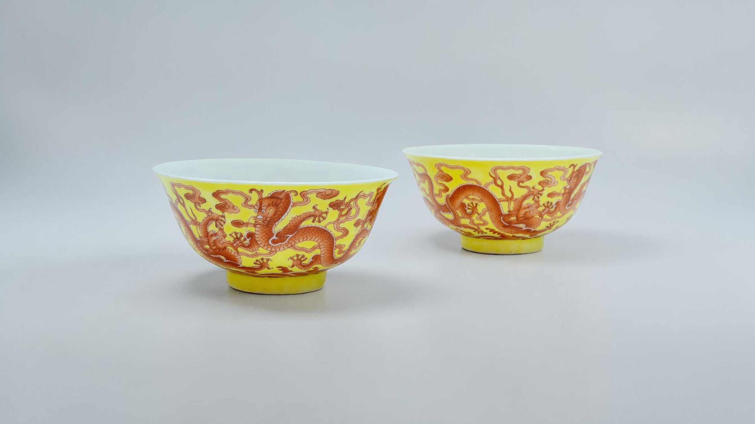 MONDAY 18 MAY
FINE ASIAN ART
A PAIR OF EXTREMELY RARE YELLOW-GROUND AND IRON-RED 'DRAGON' BOWLS
QIANLONG SEAL MARK AND OF THE PERIOD 
清乾隆 黄地矾红龙纹碗一对 
ESTIMATE: £40,000 - £60,000