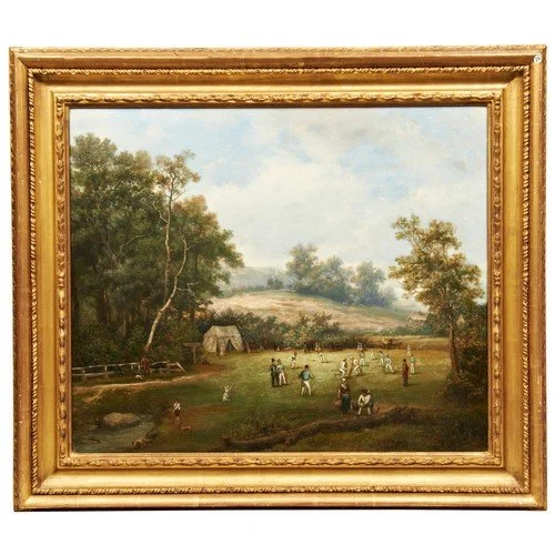 Painting of a cricket match