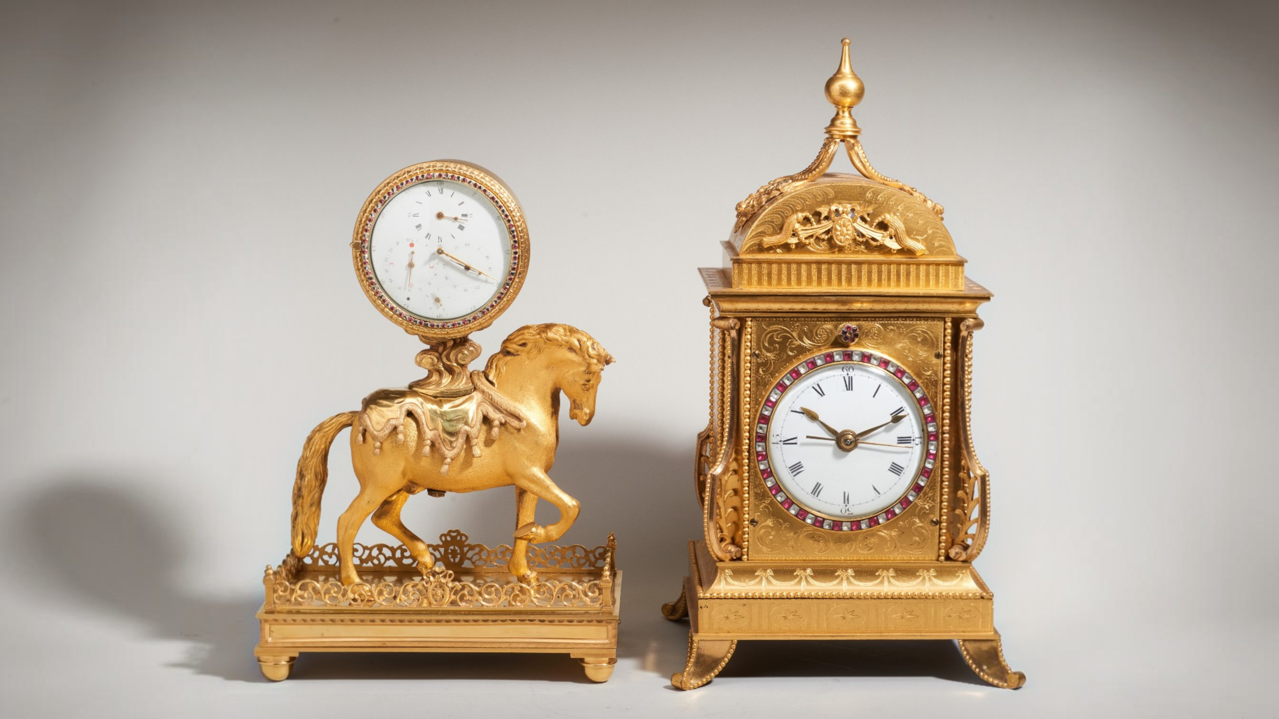 MONDAY 9 NOVEMBER 
FINE ASIAN ART
A FINE AND VERY RARE MANTEL TIMEPIECE SIGNED WM. CARPENTER, LATE 18TH CENTURY, ESTIMATE: £20,000 - £30,000
A RARE CHINESE ORMOLU AND PASTE SET STRIKING VERGE MANTEL CLOCK
GUANGZHOU WORKSHOPS, CIRCA 1800, IN THE MANNE
