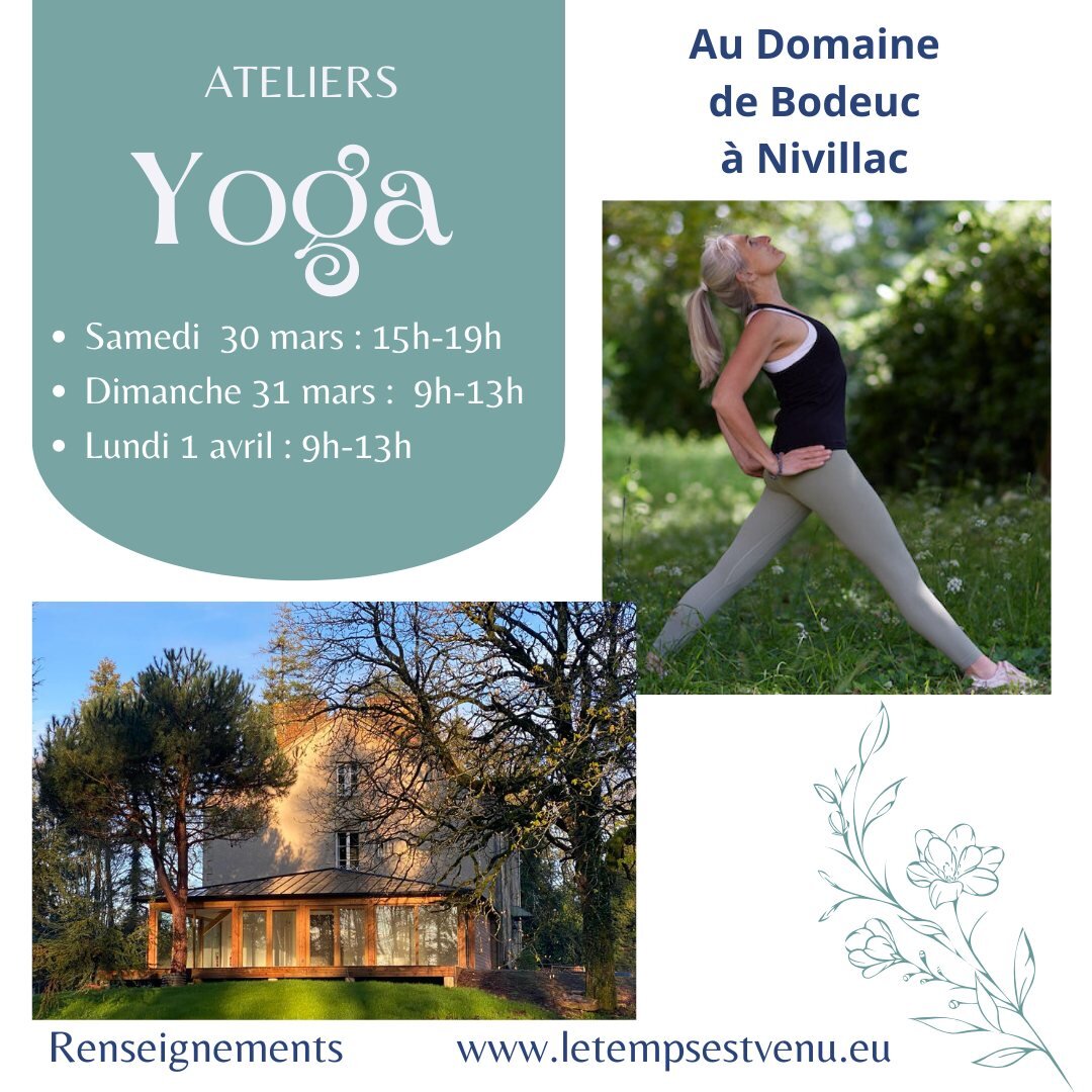 Yoga : 3 ateliers , respiration, Vinyasa, Hatha Yoga - les 30 mars, 31 mars et 1er avril 2024 avec Sreemati

Samedi 30 mars : 15h - 19h 
La respiration est la cl&eacute; pour comprendre ce qui se passe en nous. Nous &eacute;tudierons durant cet ateli