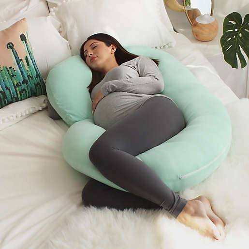 Blue Satin Snuggle Pregnancy Pillowcase Cover for U Shaped and C Shaped Pillows 