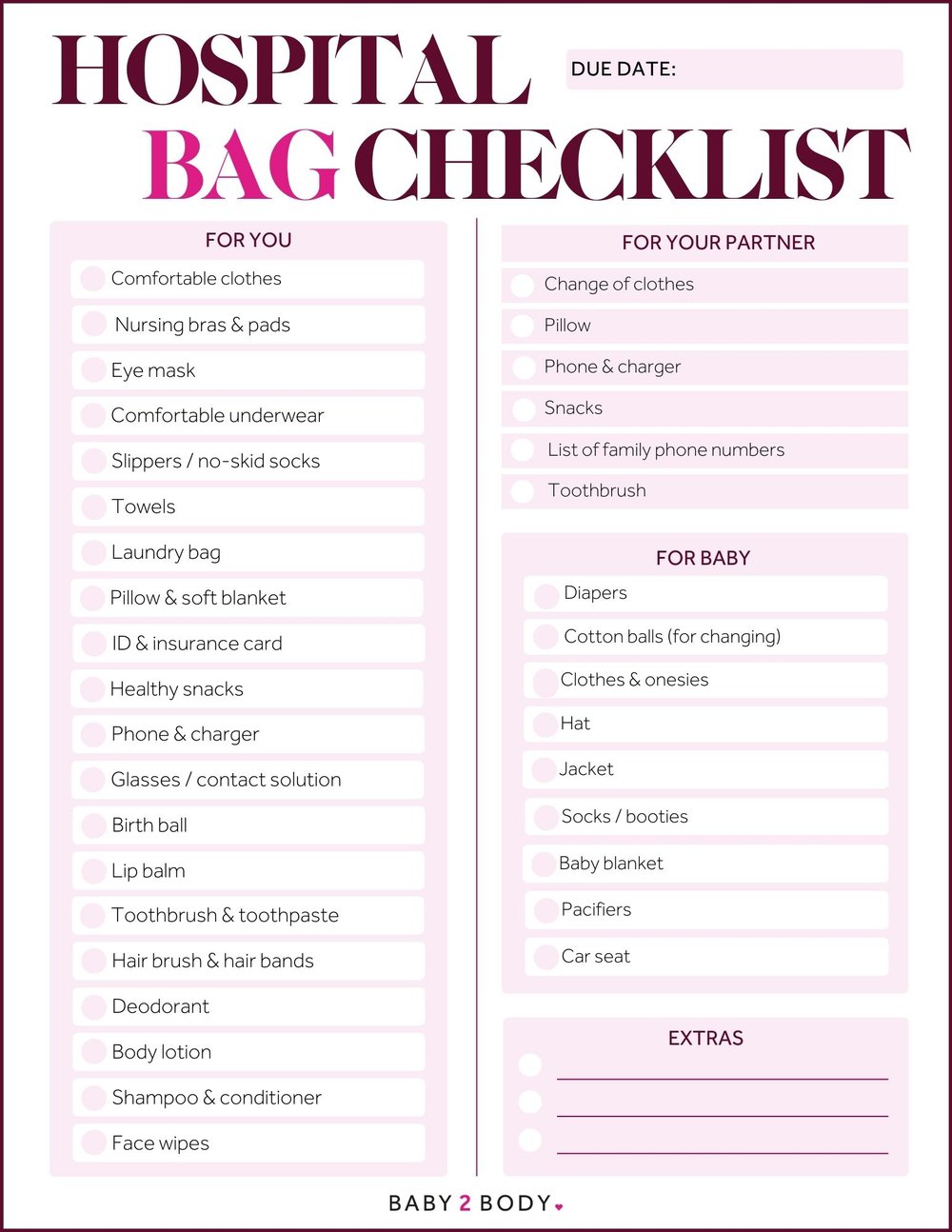 Hospital Bag Checklist Labor And Delivery Checklist Hospital | lupon.gov.ph