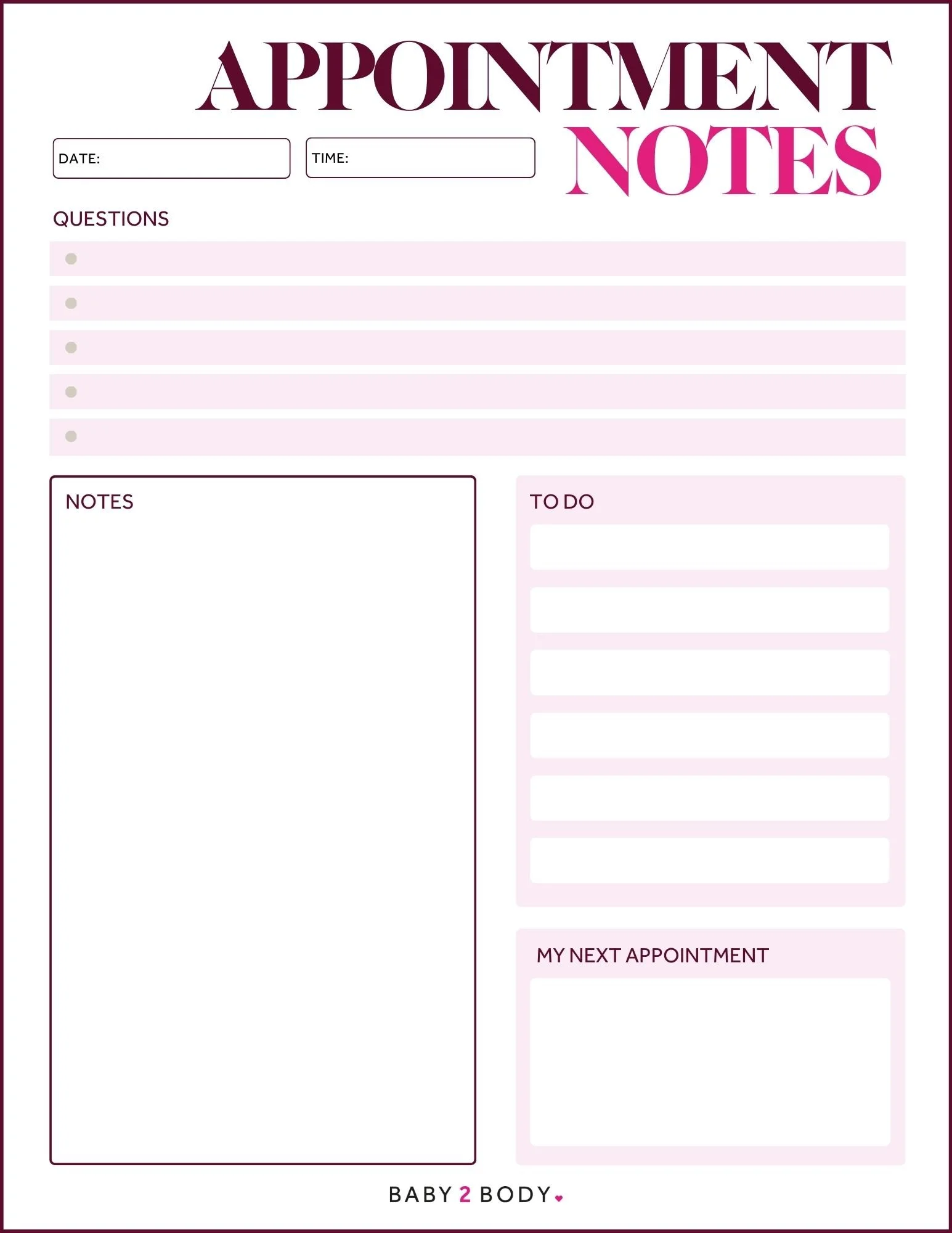 Postnatal Notes The Ultimate Guide To Pre & Postnatal Appointments (Plus Downloadable ...