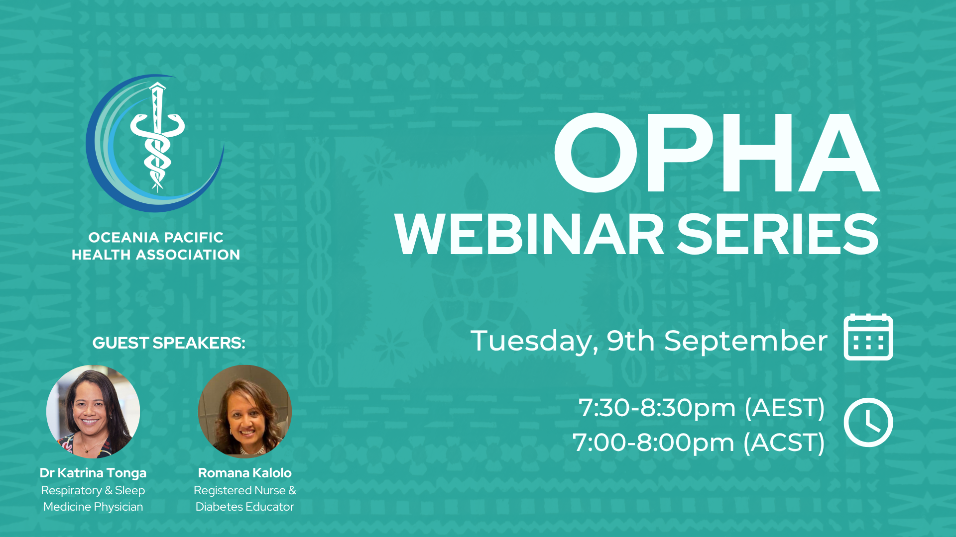 Webinar Series - September — Oceania Pacific Health Association