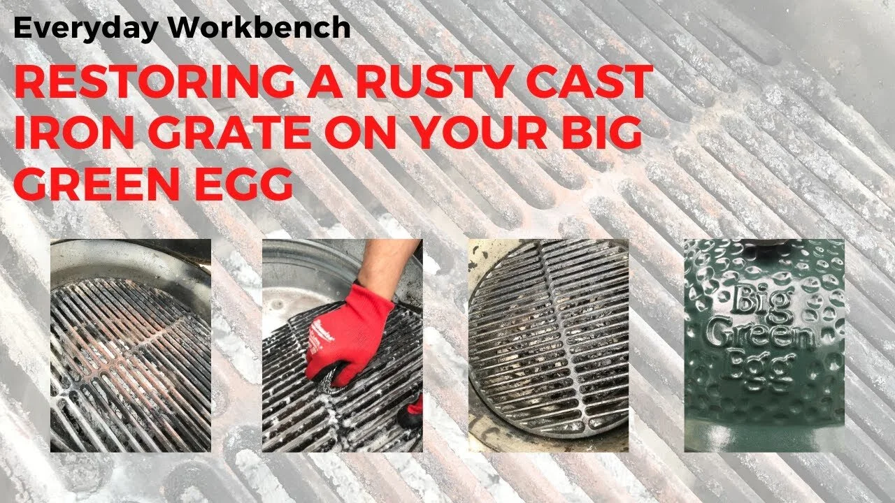 Cleaning Rust from a Cast Iron BBQ Grill Grate and Then Seasoning It