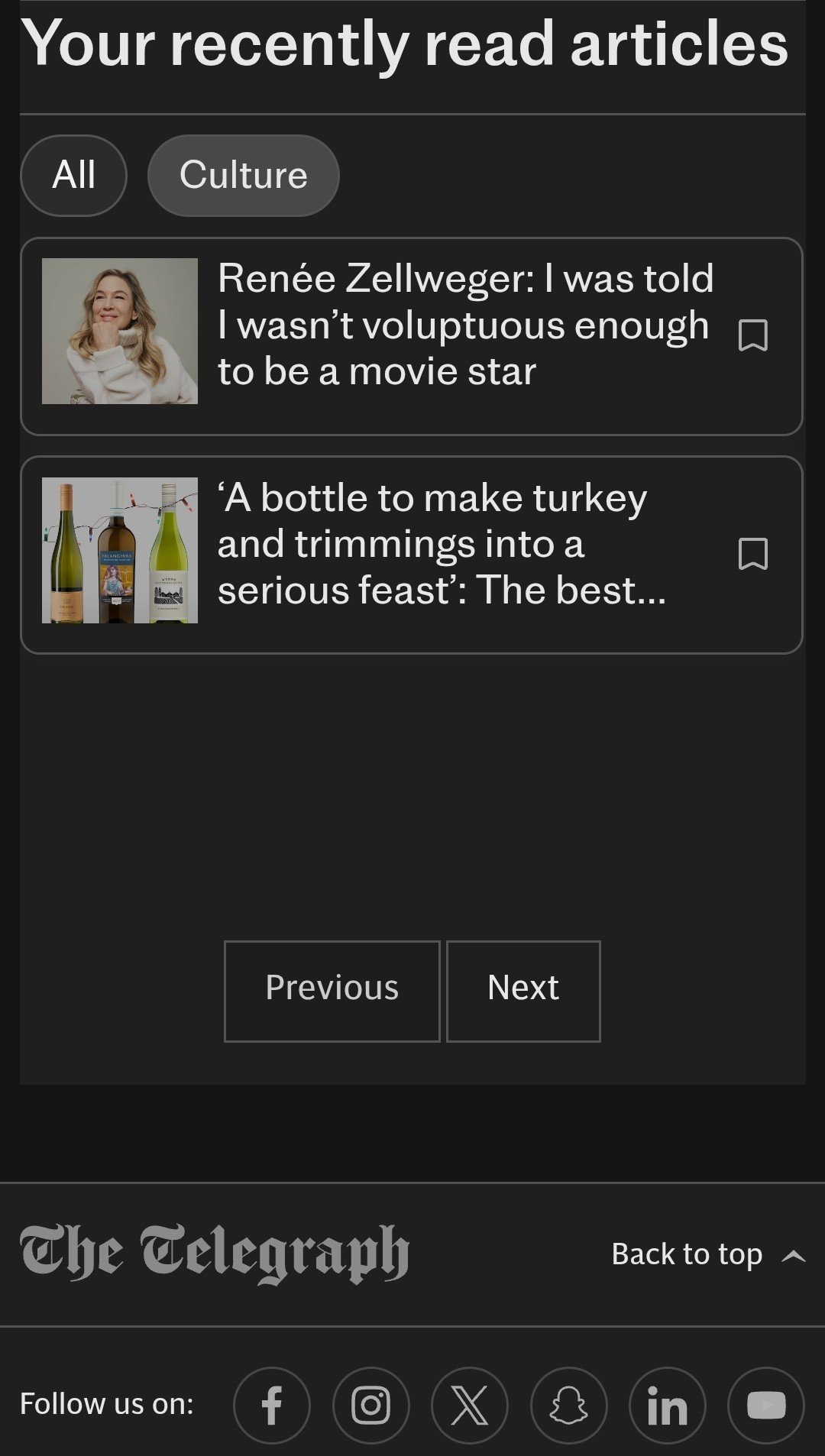 Übersicht über die zuletzt gelesenen Artikel, Kategorie Kultur, mit Bildern von einer lächelnden Frau und verschiedenen Weinflaschen.