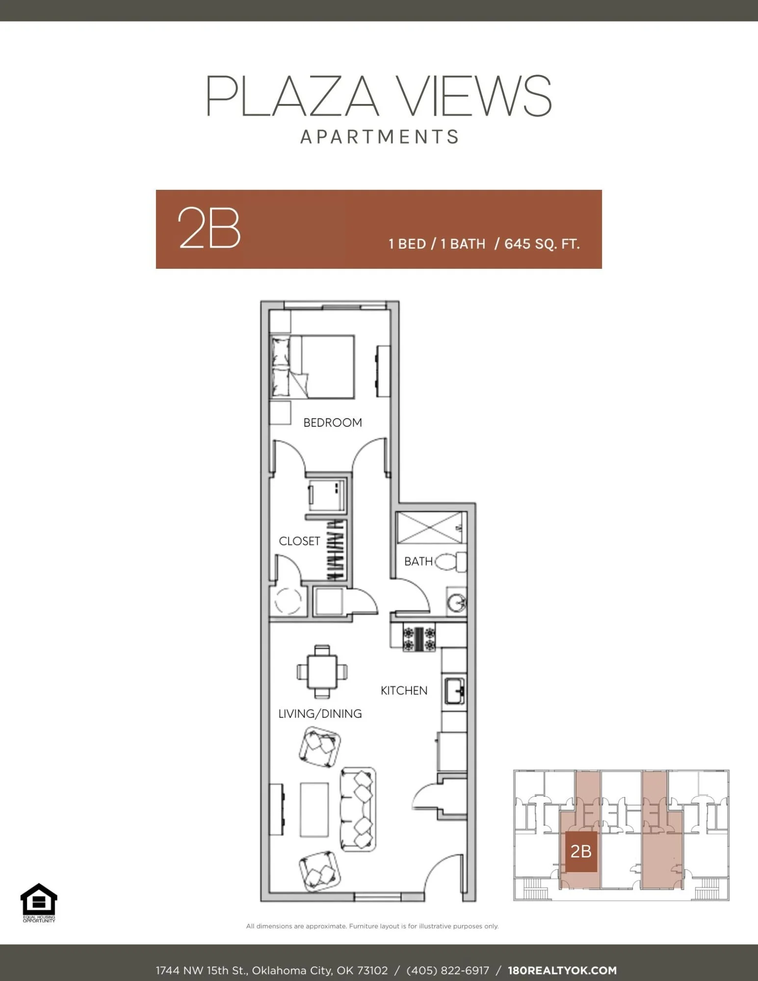 Junior 1 Bedroom Unit - 2nd Floor #2B