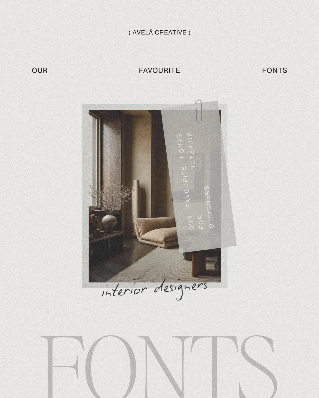 Fonts We Love for Interior Designers 

For interiors rooted in craftsmanship, texture, and thoughtful detail, typography should feel just as considered.
 We gravitate toward clean, architectural sans-serifs with quiet confidence, paired with classic 