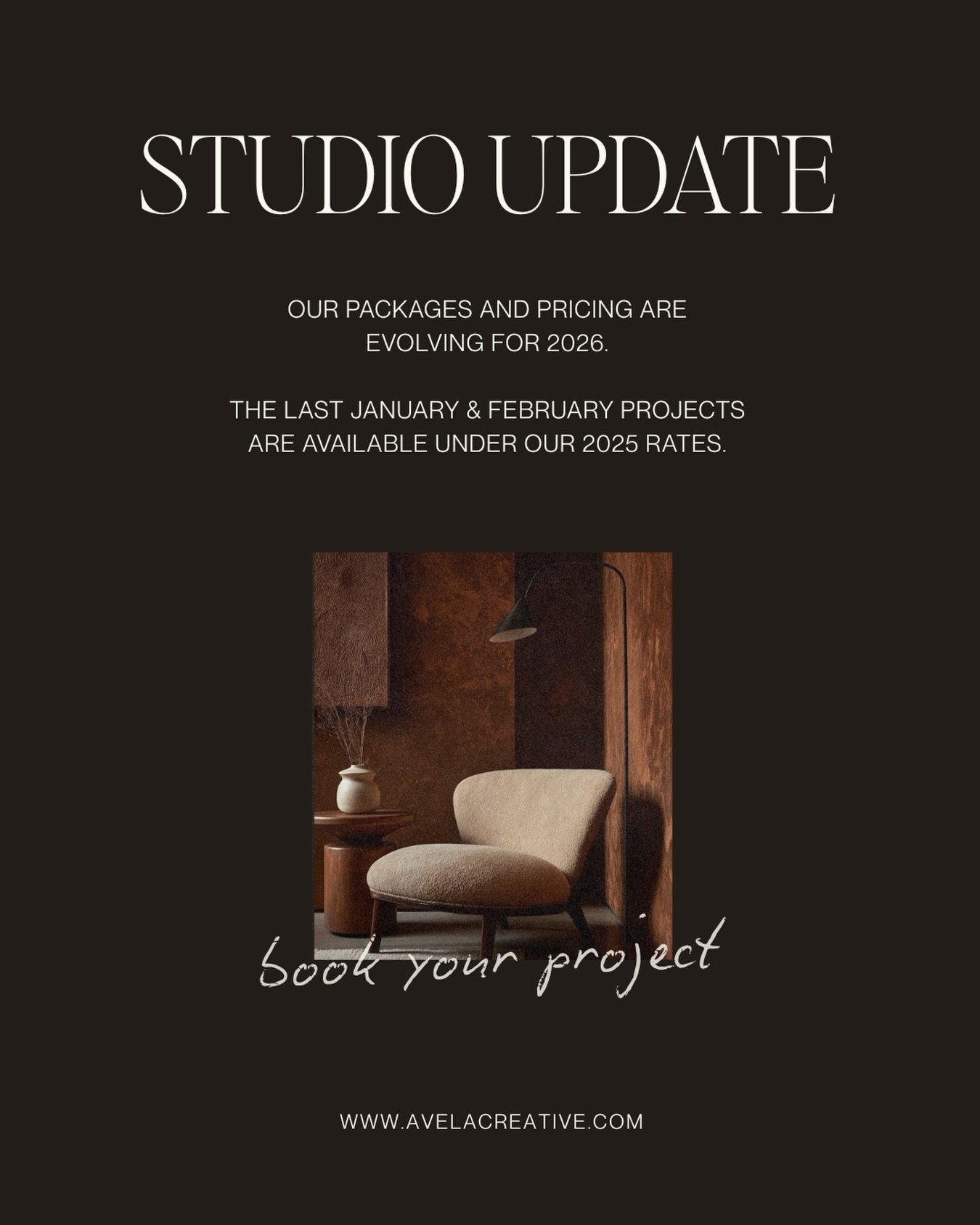Studio update ✨

This past year has been an exceptional one for Avel&atilde; Creative. We&rsquo;ve had the pleasure of working with designers, creative studios, and thoughtful brands across industries &mdash; building websites and visual identities g