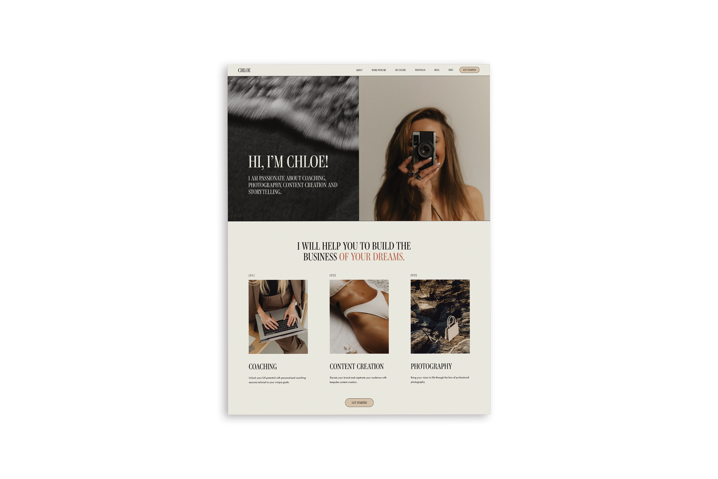 Chloe Squarespace Website Template, Services Squarespace Template, Avelã Creative