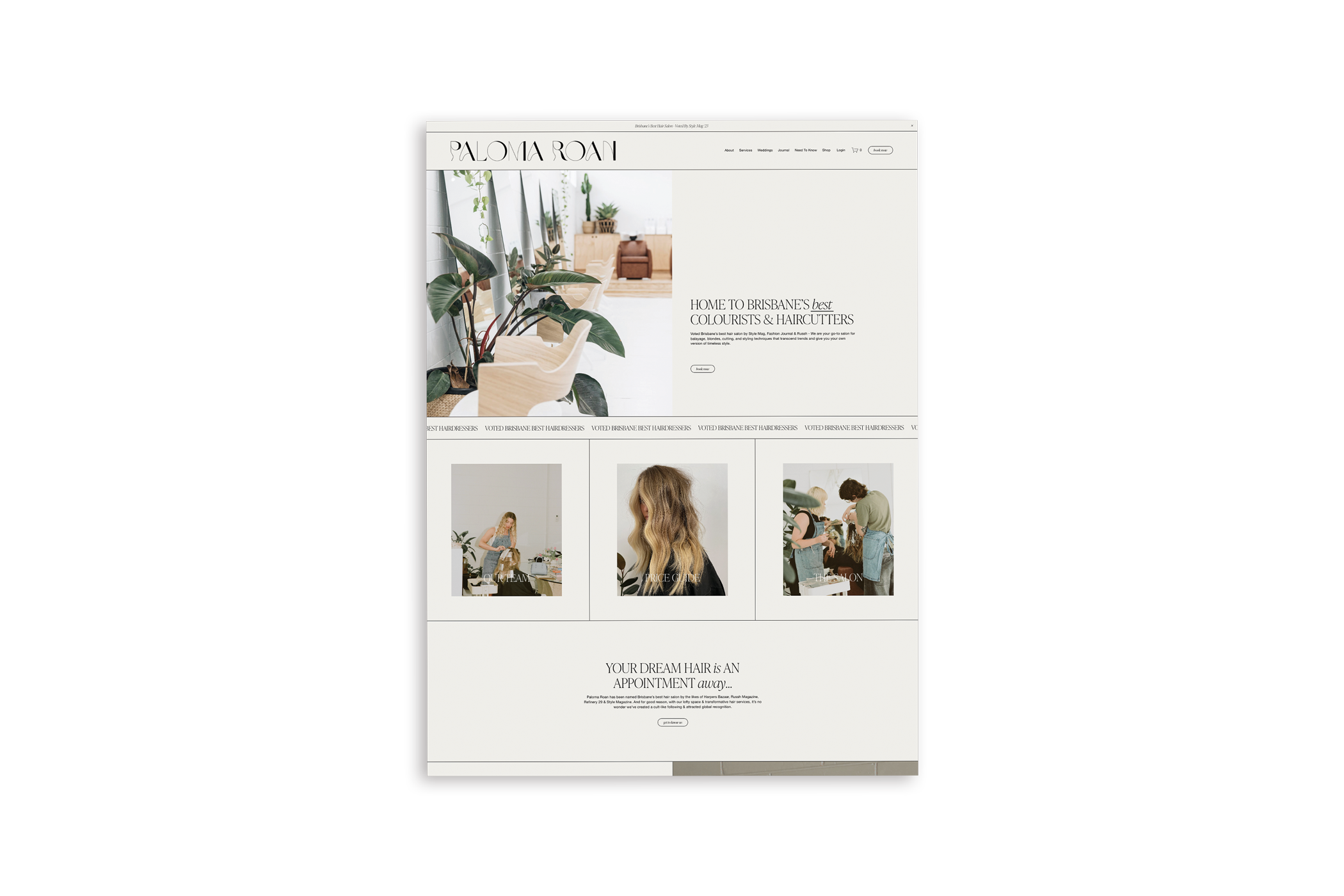 Stylist website based on Avela Creative Custom Squarespace Template