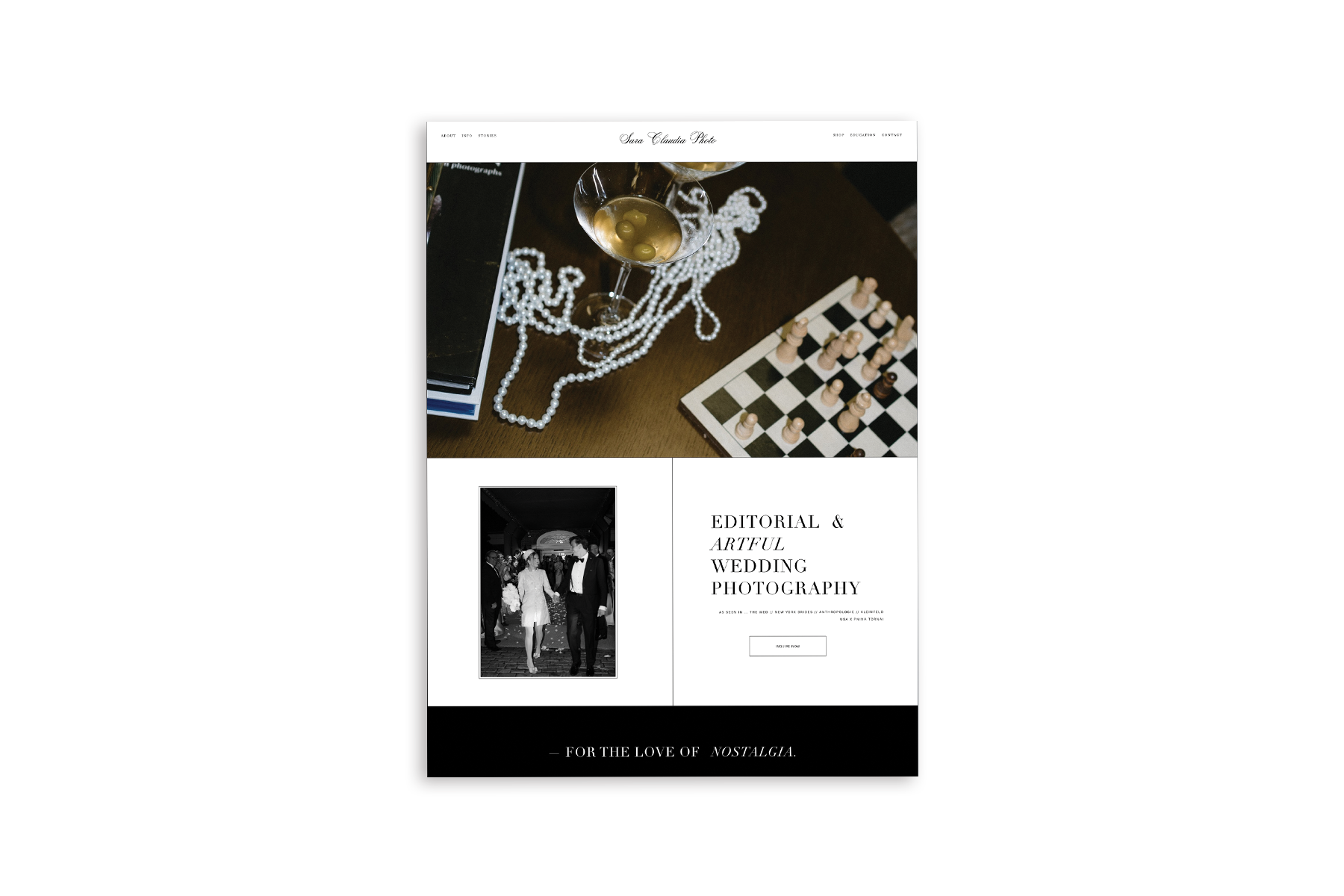 Photographer website based on Avela Creative Custom Squarespace Template