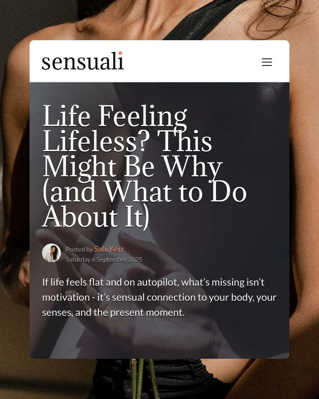Loved writing this piece for @sensuali_official magazine on one of my favourite topics: the art of sensual living ❤️&zwj;🔥

Sensuality is a meditation on life!

It&rsquo;s about slowing down and not rushing through life, but taking the time to savou