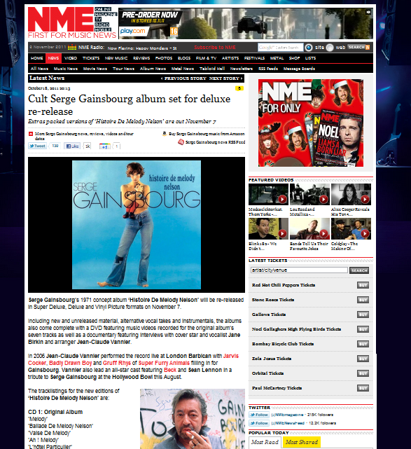 Serge Gainsbourg - NME