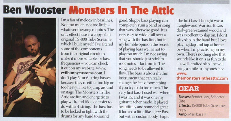 Monsters in the Attic - Bass Guitar Magazine