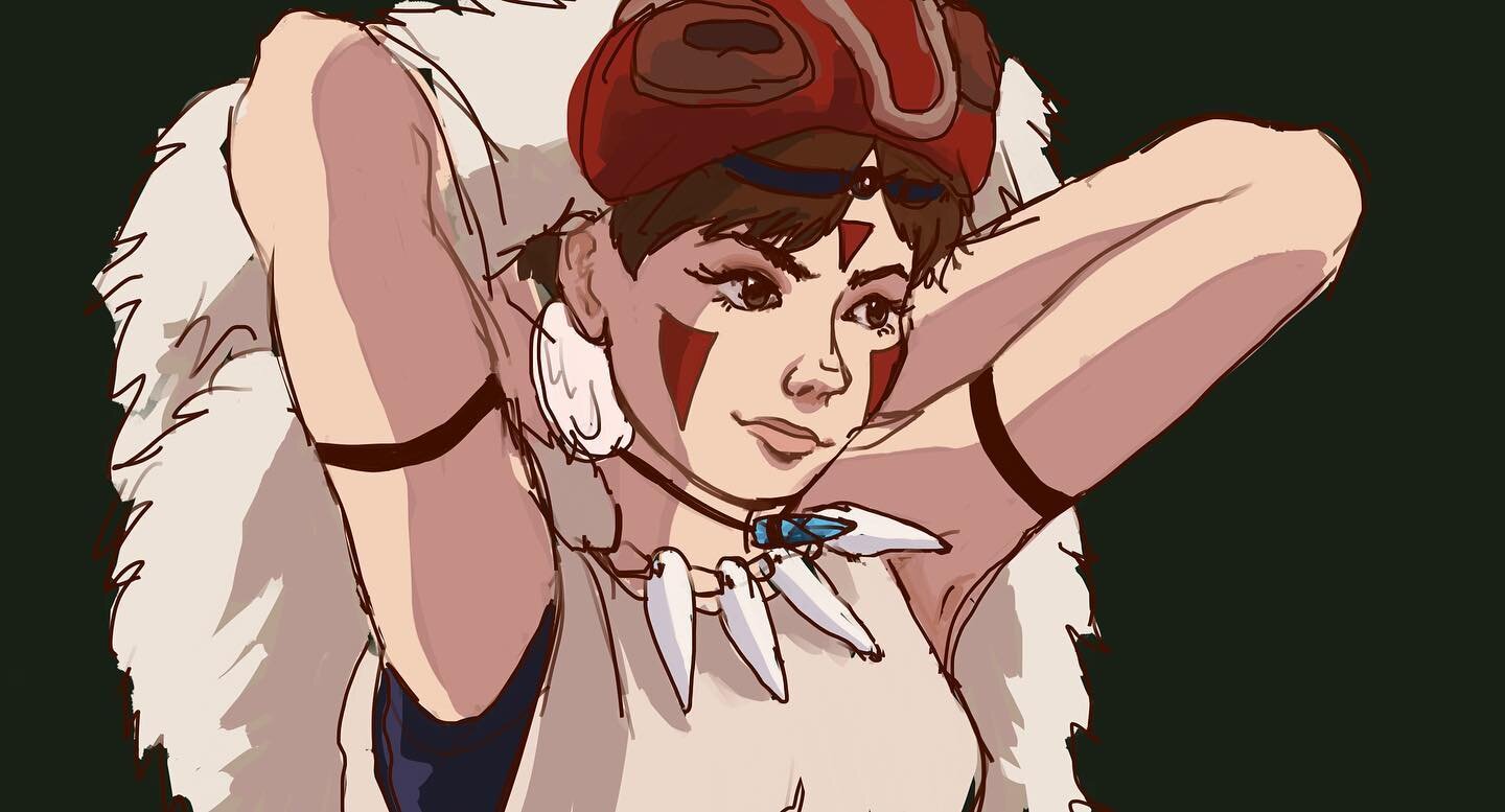 spent my snow day making chili and working on this princess mononoke screencap redraw 😎❄️🥘 hopefully I can finish it today and I&rsquo;m liking it so far!! 
&bull;
#art #myart #draw #drawing #digitalart #digitalartist #procreate #sketch #sketchbook