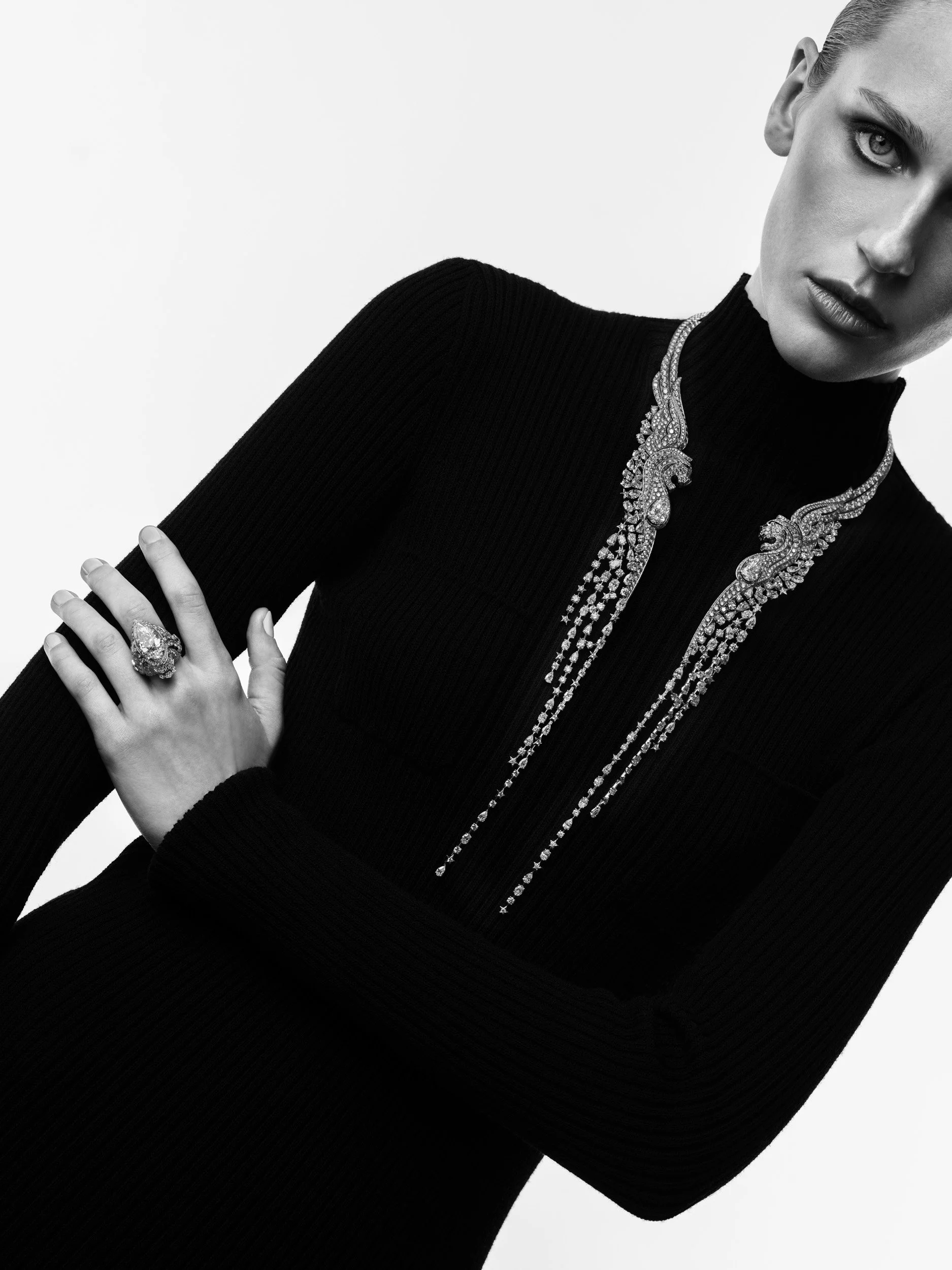 High jewelry details of the Chanel Reach for the Stars collection, captured by Paris fashion photographers Vivienne & Tamas