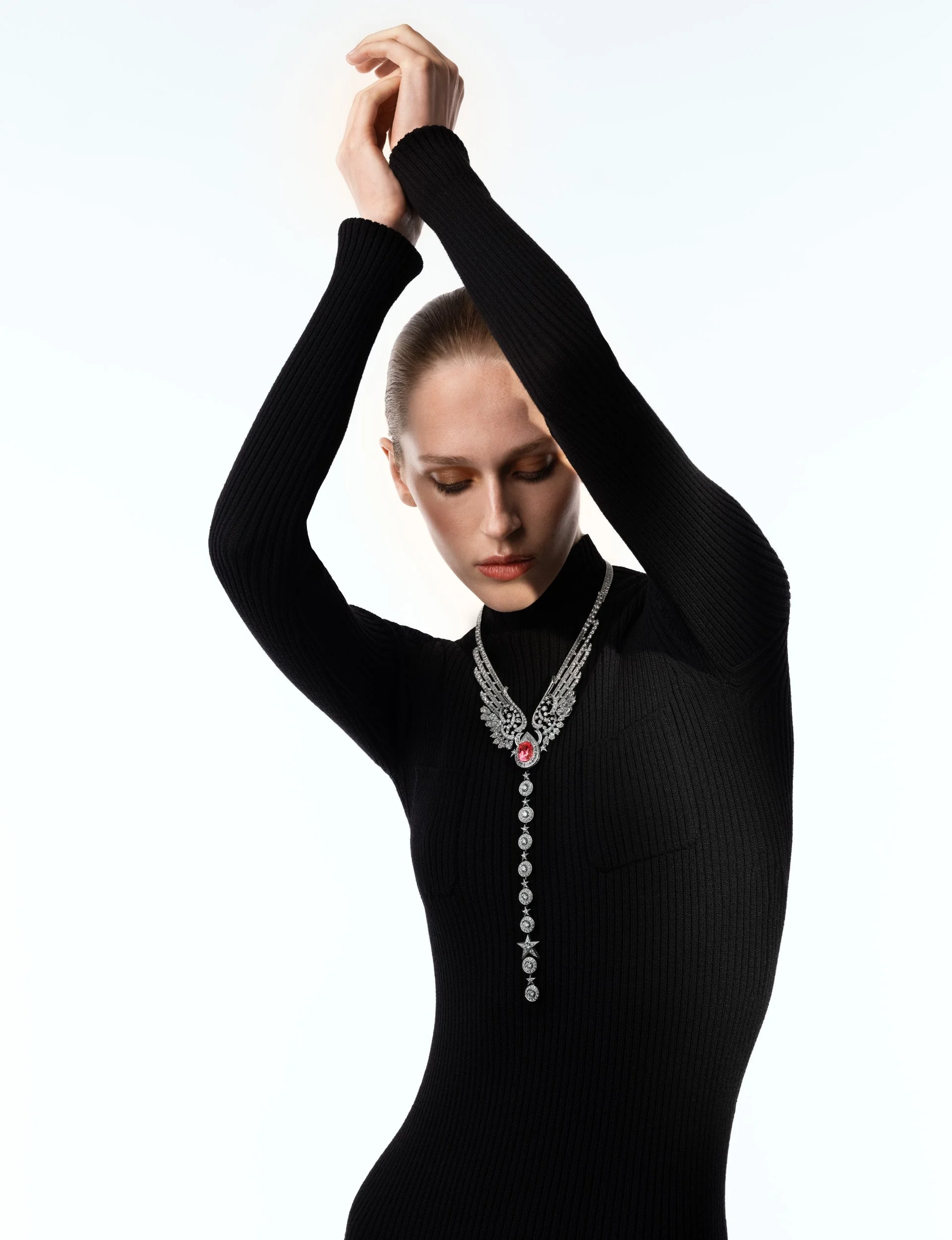 High jewelry details of the Chanel Reach for the Stars collection, captured by Paris fashion photographers Vivienne & Tamas