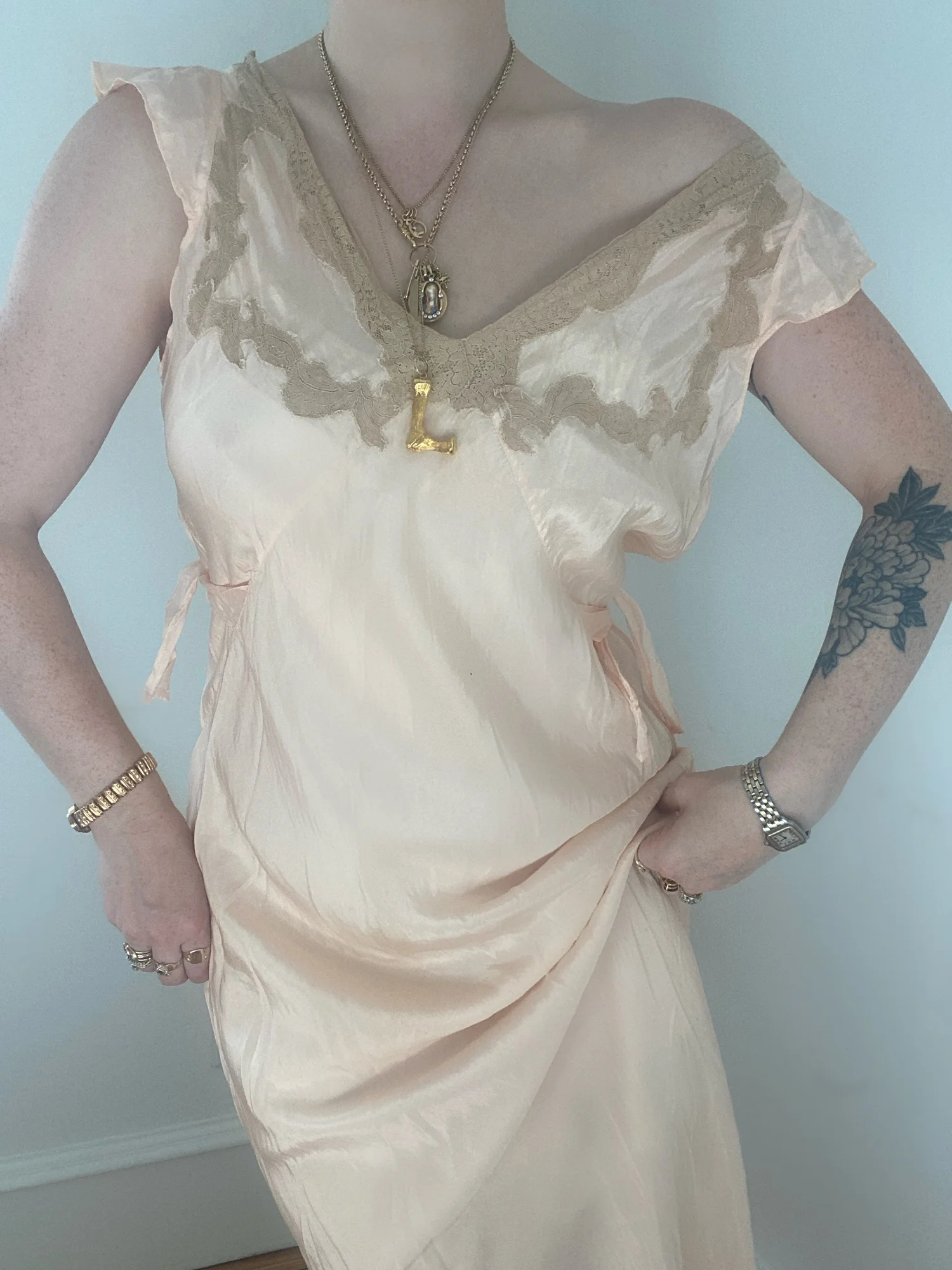 1940's Pink Satin Dress — Ofelia Vintage