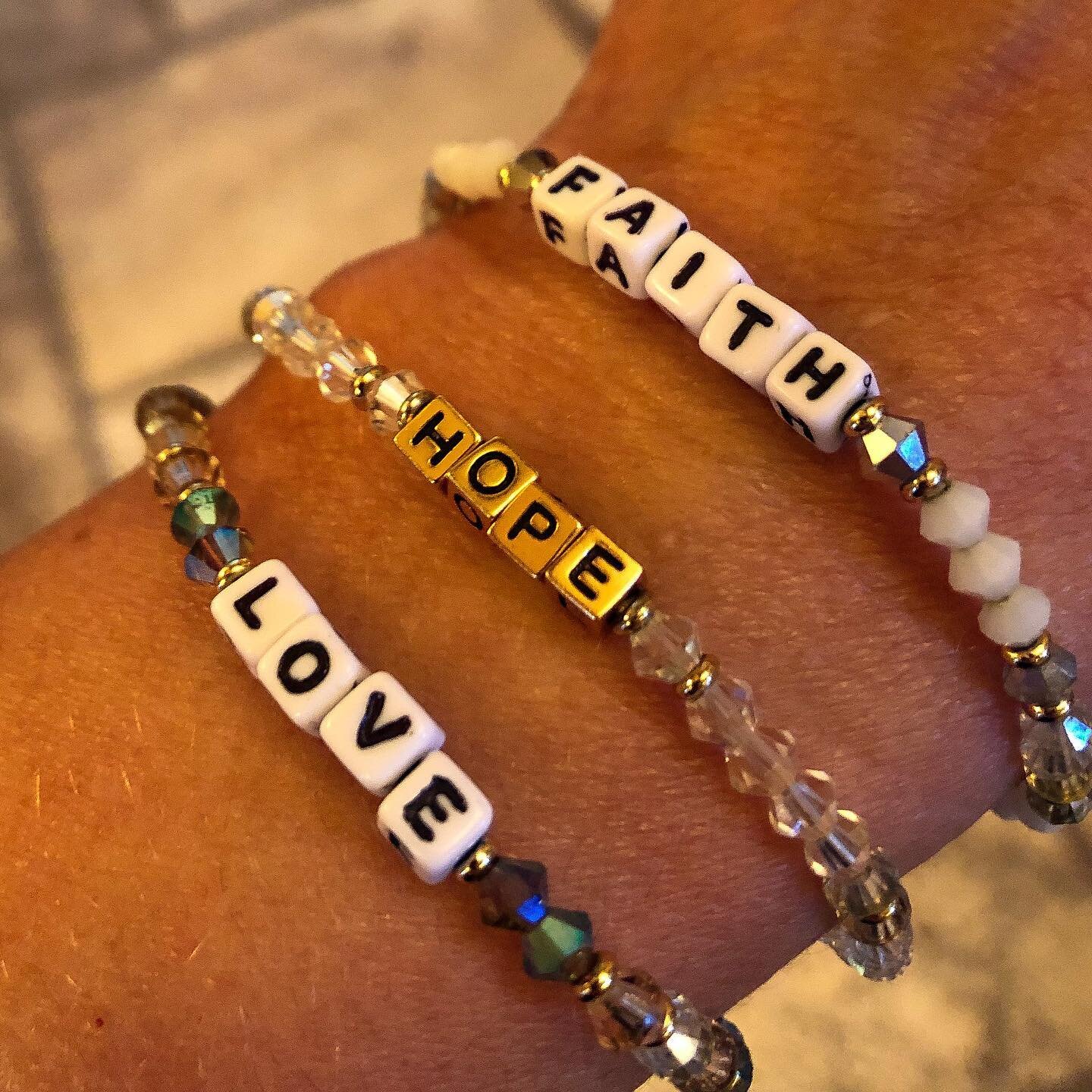I gave my mother these 3 bracelets to wear while she fought cancer. Now I&rsquo;m wearing them as I go through my own cancer journey. I wish so much that she could have been by my side during this ordeal, and yet I&rsquo;m also grateful that she was 