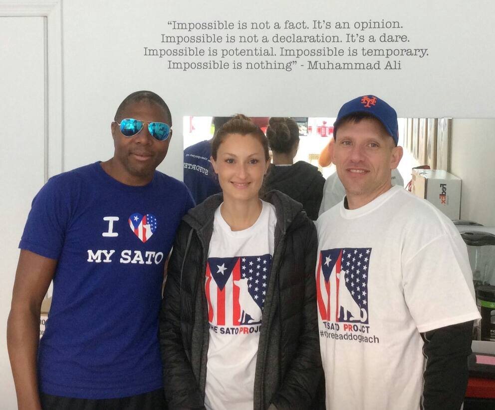 Alex's cousin David with Bobby Beckles and Samantha Gurrie at The Sato Project's office.