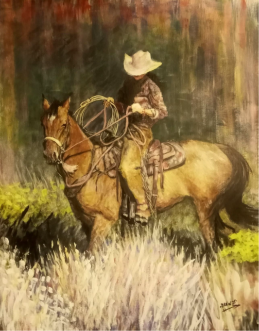 DOWN IN THE SAGE, Acrylic Painting, 22 x 28, $6500