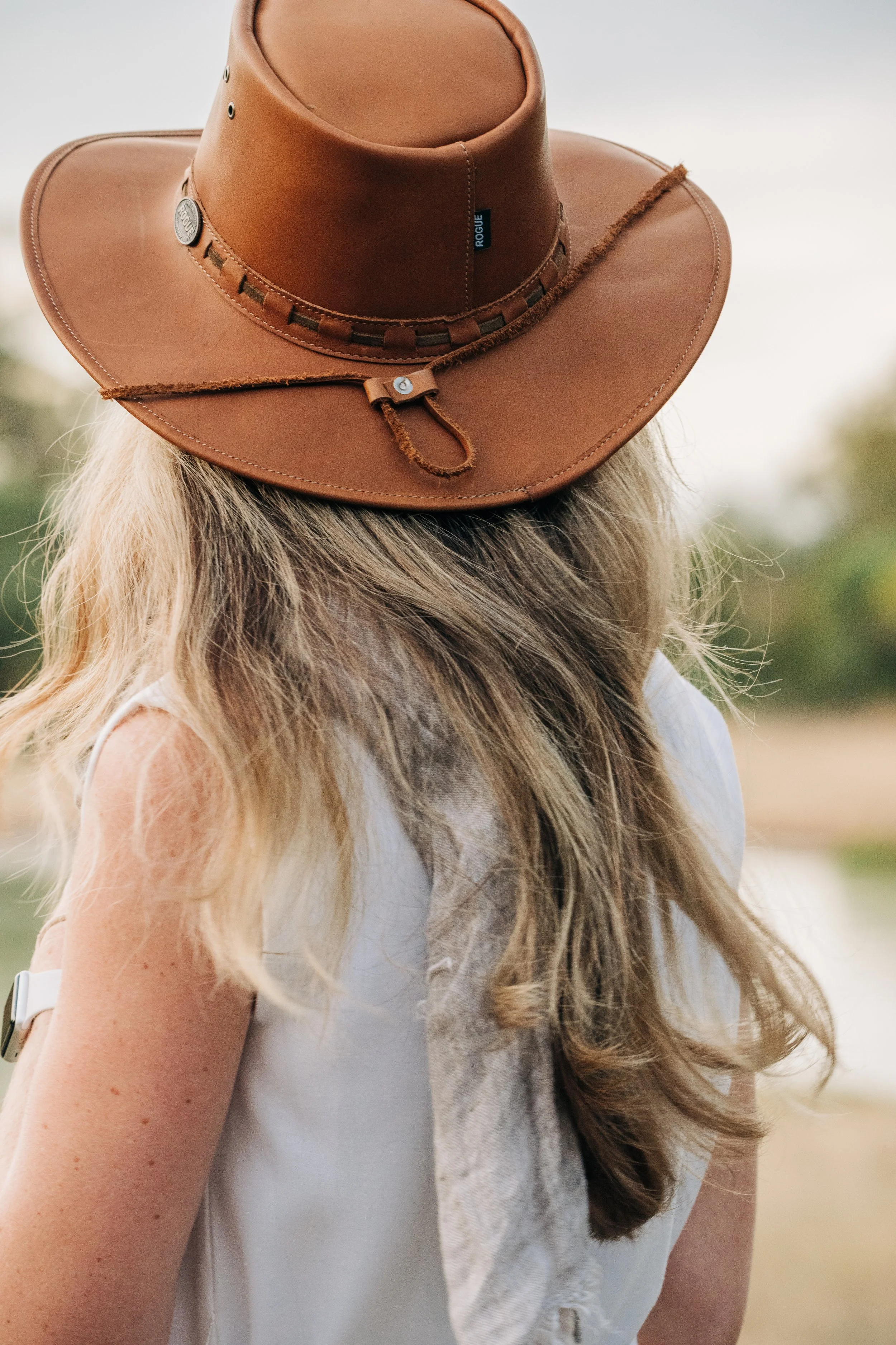 Traveler on safari with brown hat